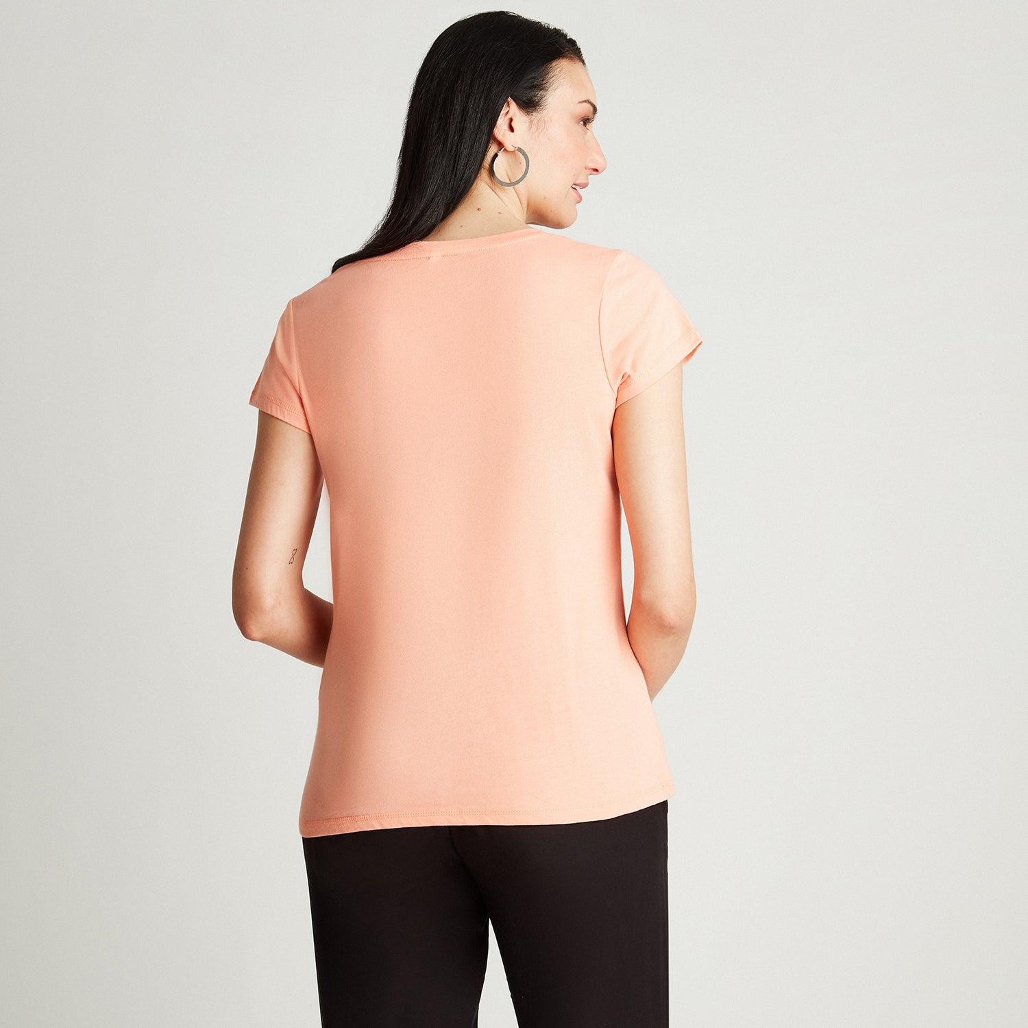 POLERA DAMASCO MANGA CORTA ESTAMPADO CUELLO V - 2