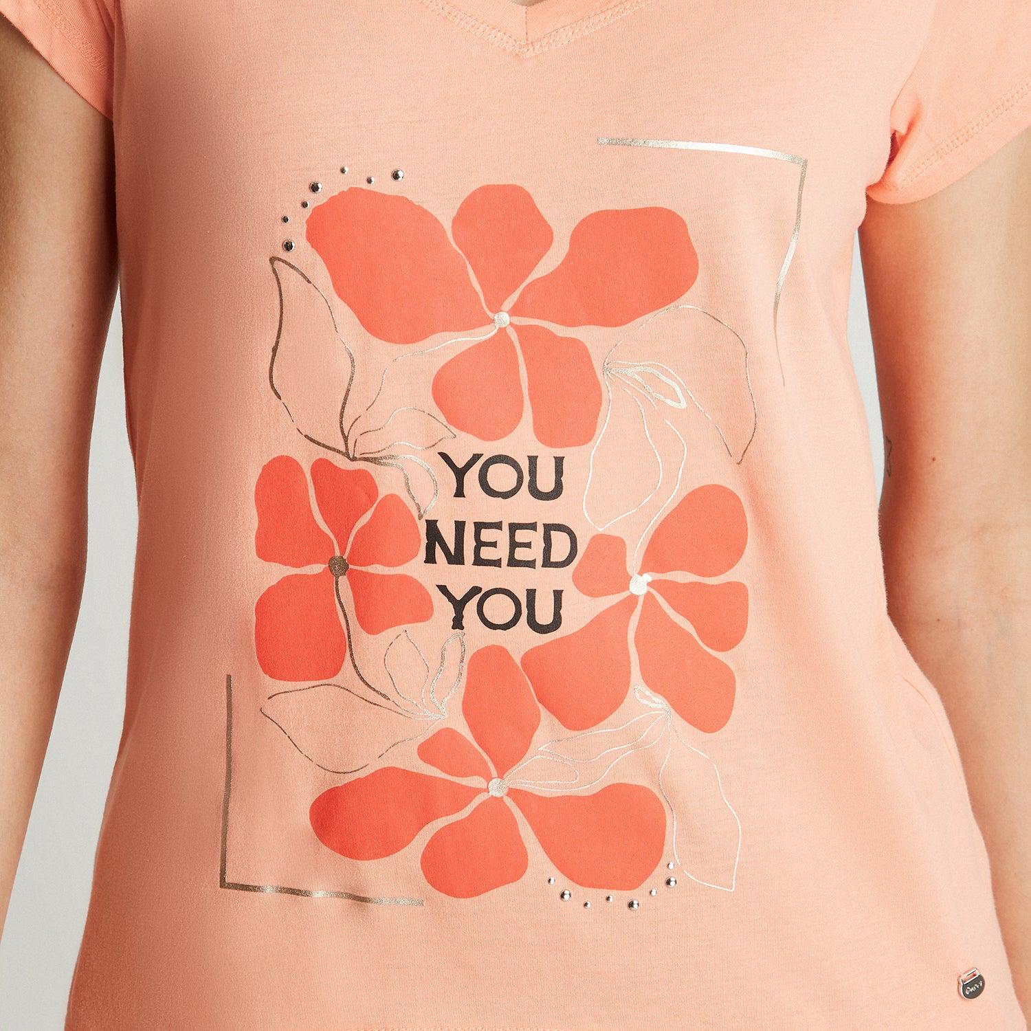 POLERA DAMASCO MANGA CORTA ESTAMPADO CUELLO V - 3