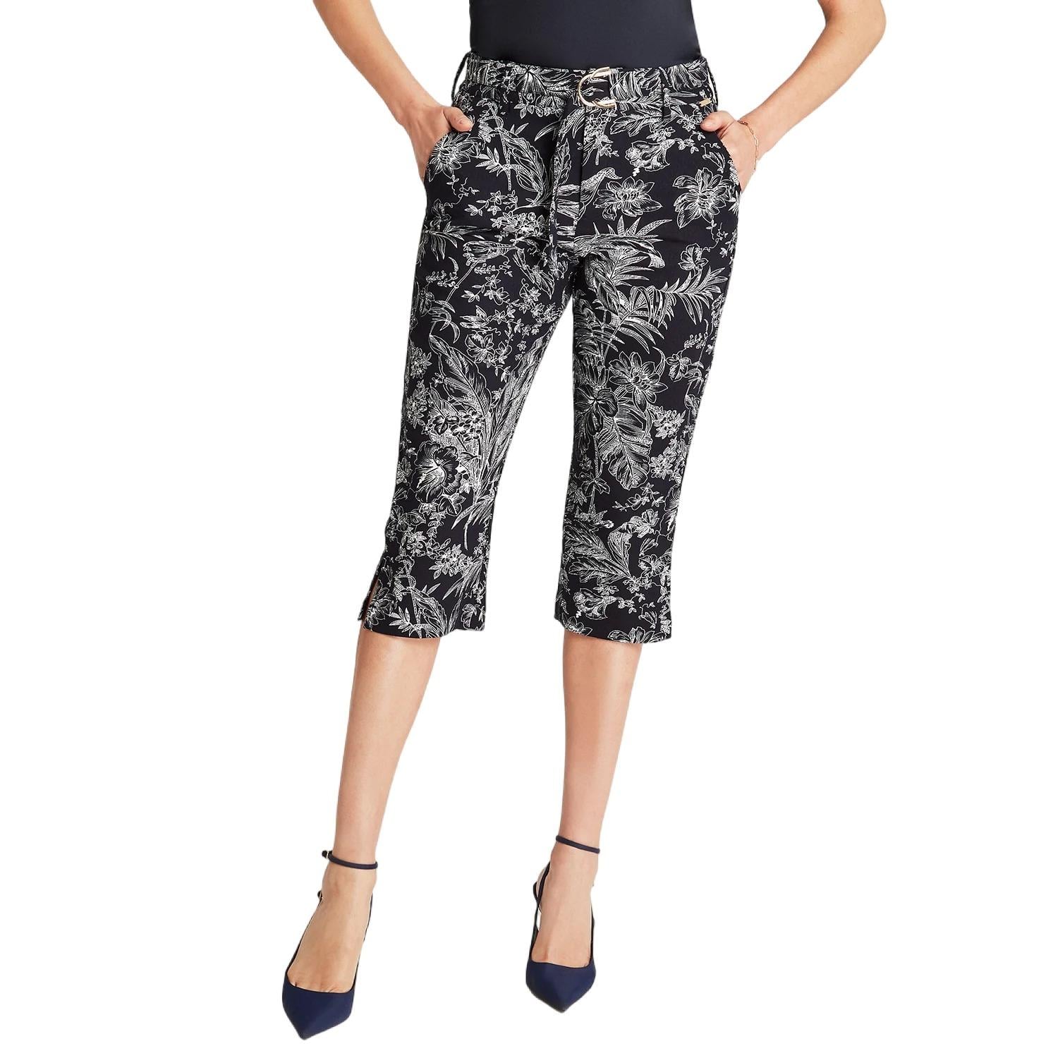 PANTALÓN CAPRI LINO MUJER LORENZO DI PONTTI AZUL 72500239 CAPRI PIERNA RECTA ESTAMPADO - 1