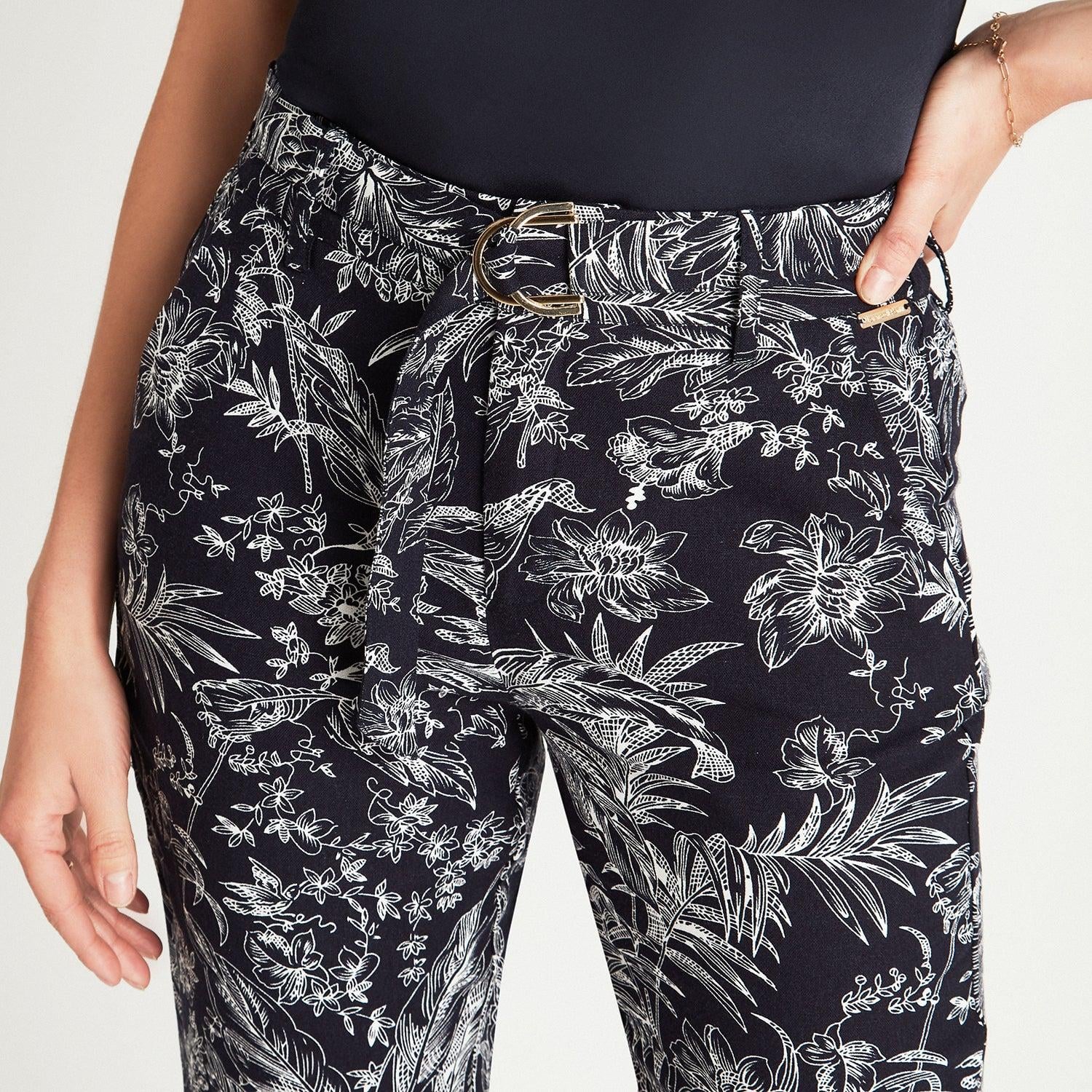 PANTALÓN CAPRI LINO MUJER LORENZO DI PONTTI AZUL 72500239 CAPRI PIERNA RECTA ESTAMPADO - 3