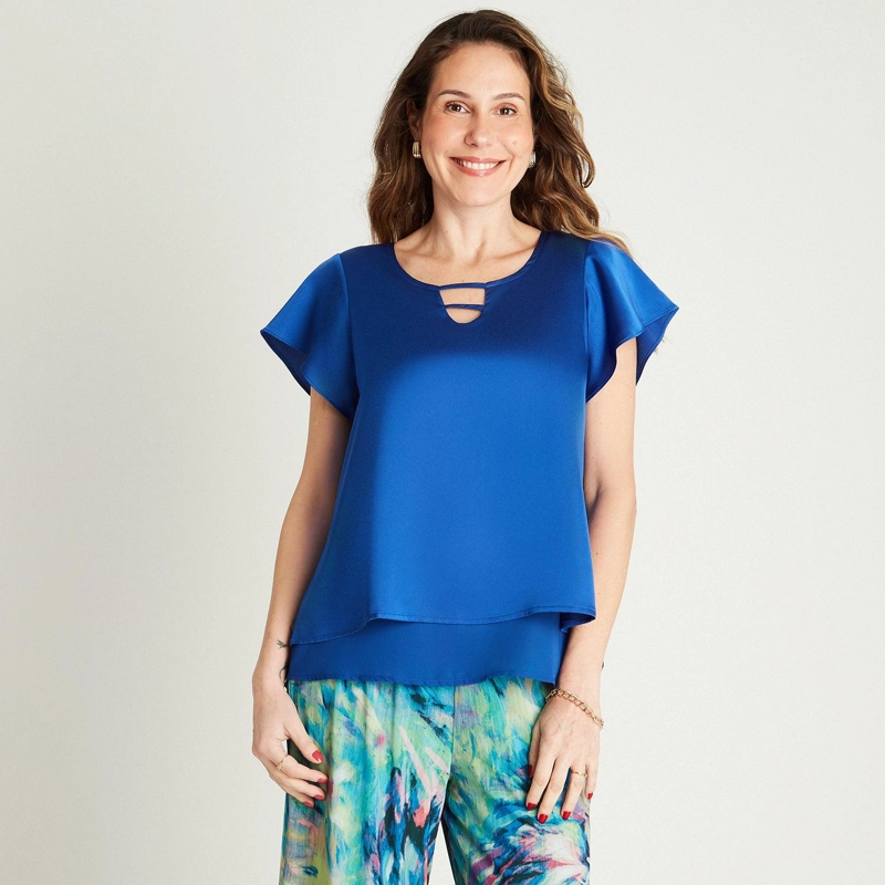 BLUSA AZUL TAJALI EN ESPALDA - 1