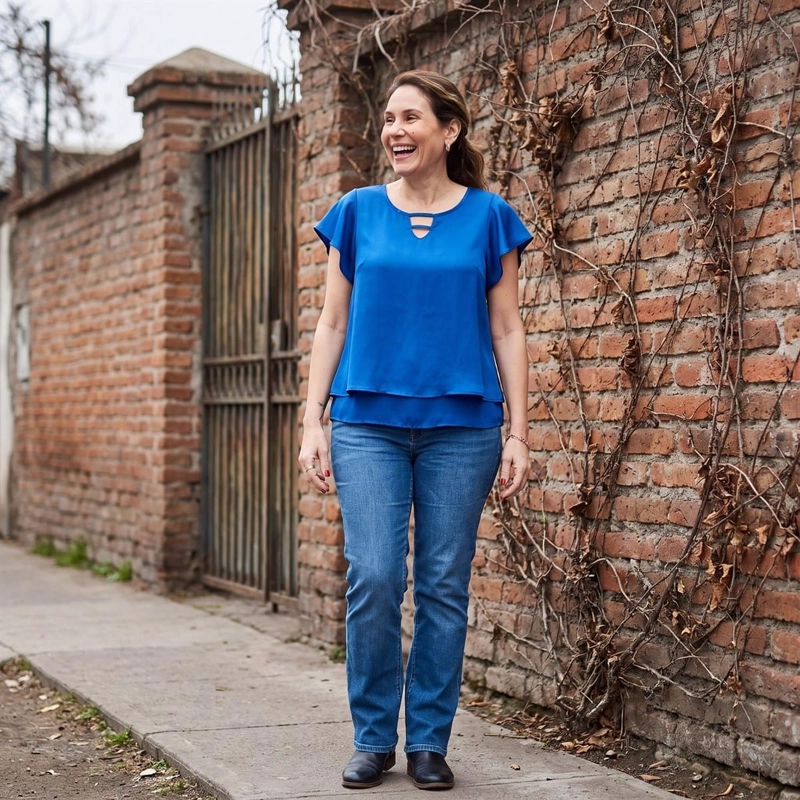 BLUSA AZUL TAJALI EN ESPALDA - 8