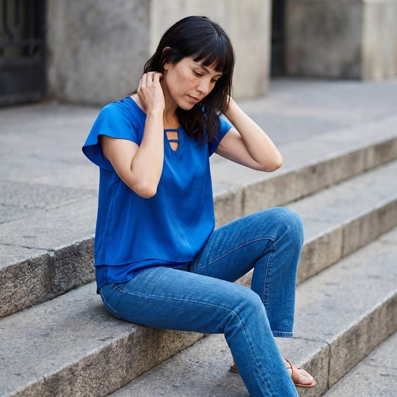 BLUSA AZUL TAJALI EN ESPALDA - 9