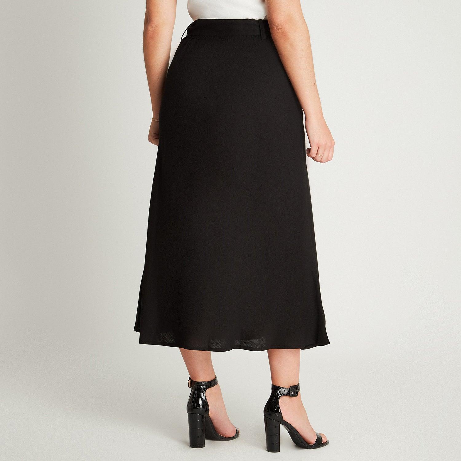 FALDA LINO MUJER LORENZO DI PONTTI NEGRO 30502401 LARGAS ACAMPANADA - 2
