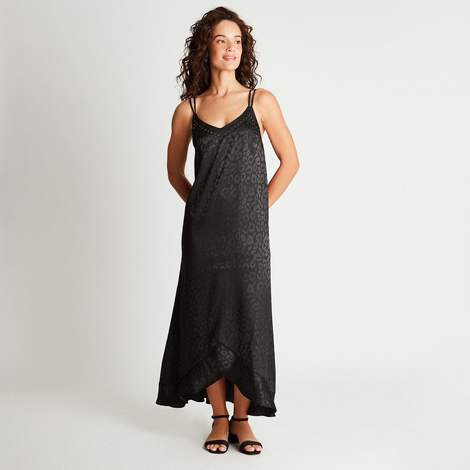 VESTIDO MAXI EN COLOR NEGRO TIRANTES - 4