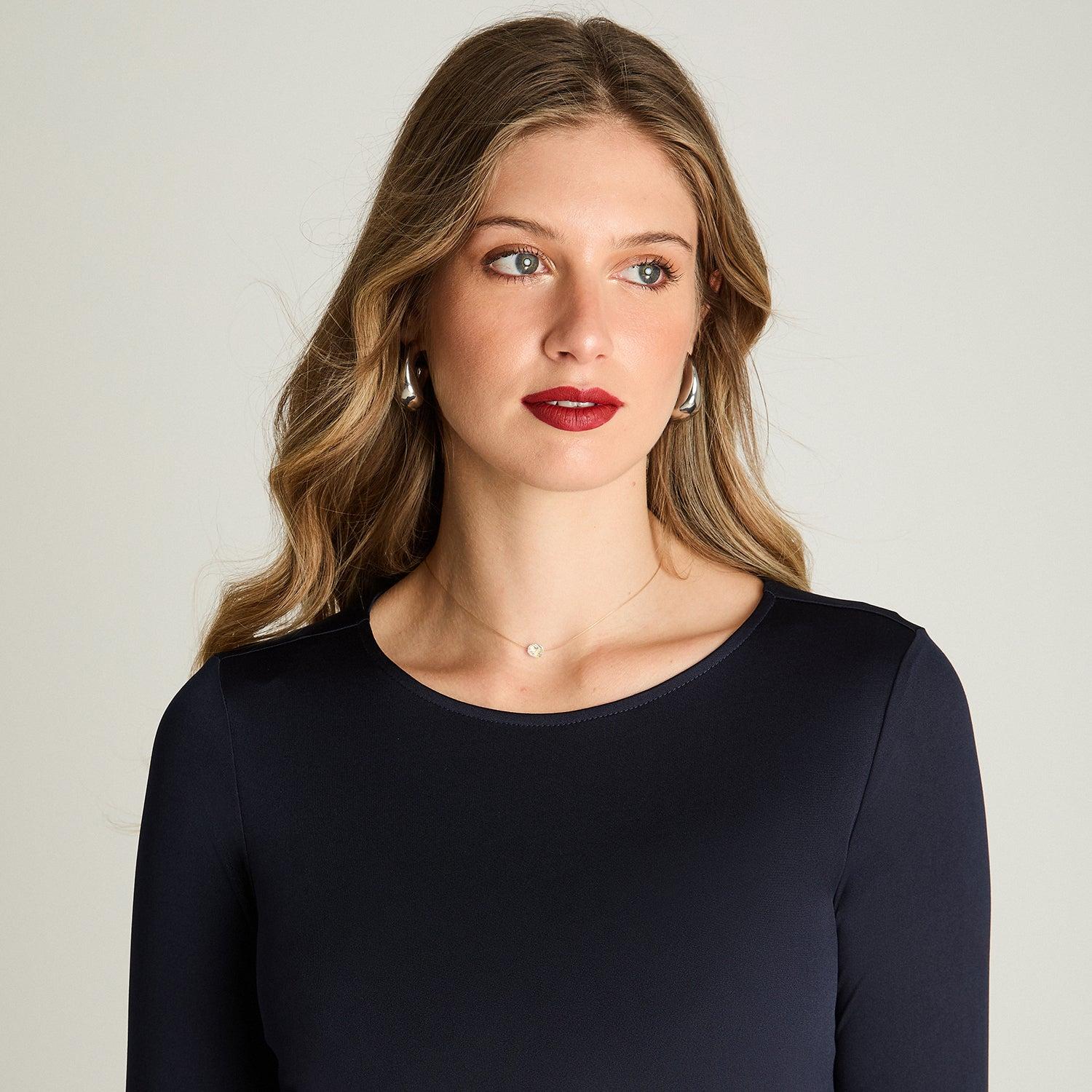 POLERA MANGA LARGA MUJER LORENZO DI PONTTI AZUL ESCOTE REDONDO - 3