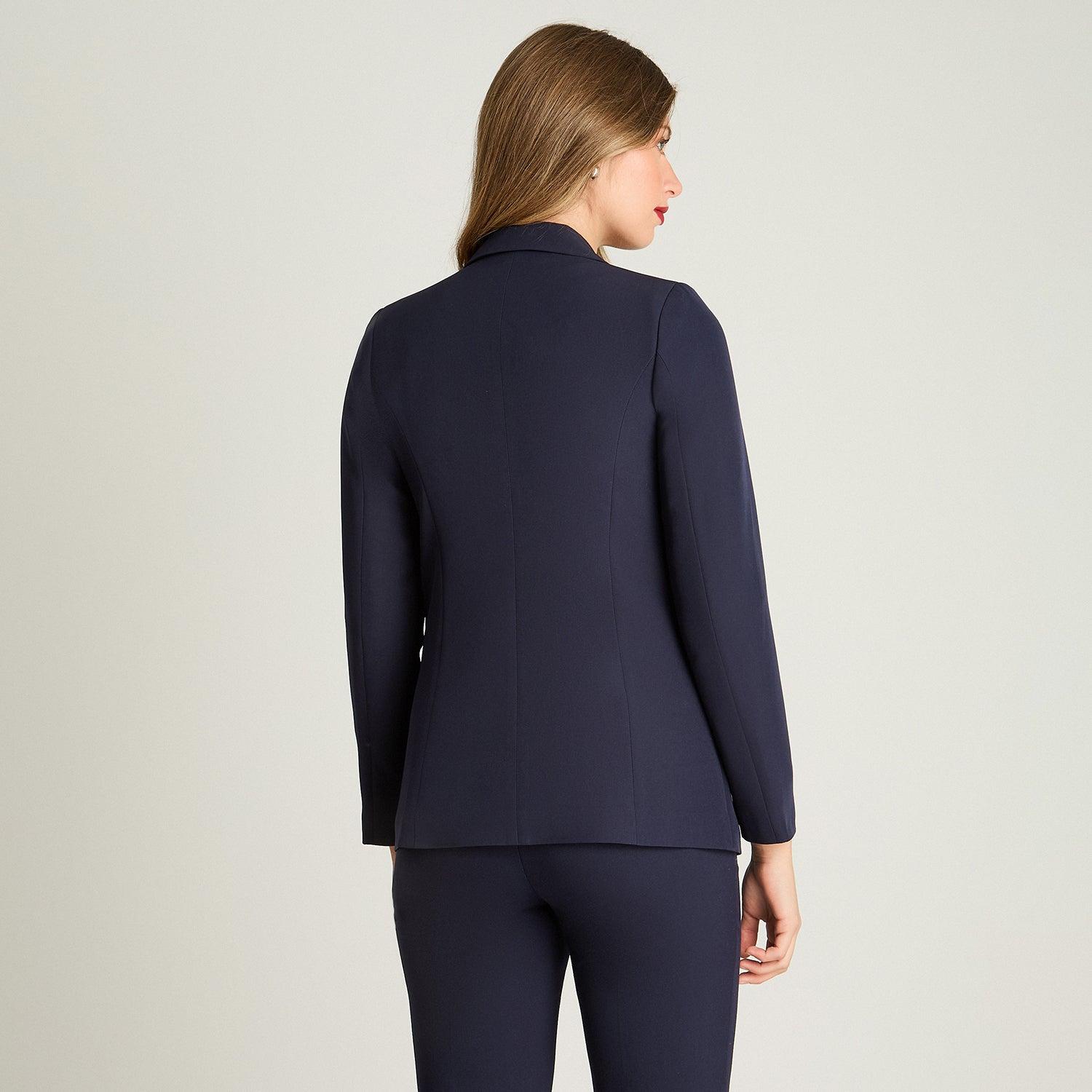 BLAZER MANGA LARGA MUJER LORENZO DI PONTTI AZUL UN BOTÓN CON SOLAPA BOLSILLO - 2