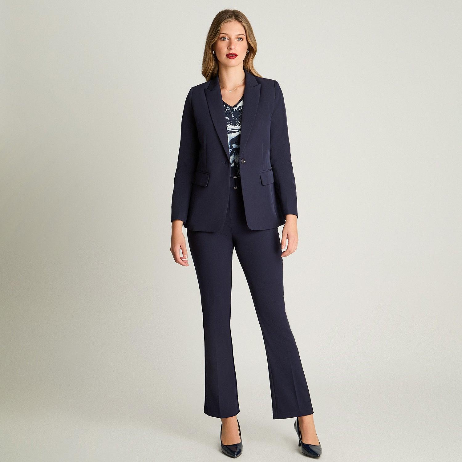 BLAZER MANGA LARGA MUJER LORENZO DI PONTTI AZUL UN BOTÓN CON SOLAPA BOLSILLO - 4