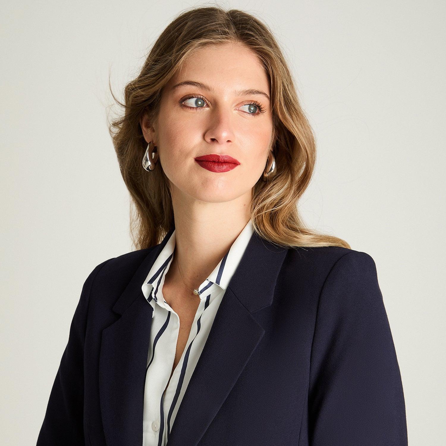 BLAZER MANGA LARGA MUJER LORENZO DI PONTTI AZUL CON UN BOTÓN - 3