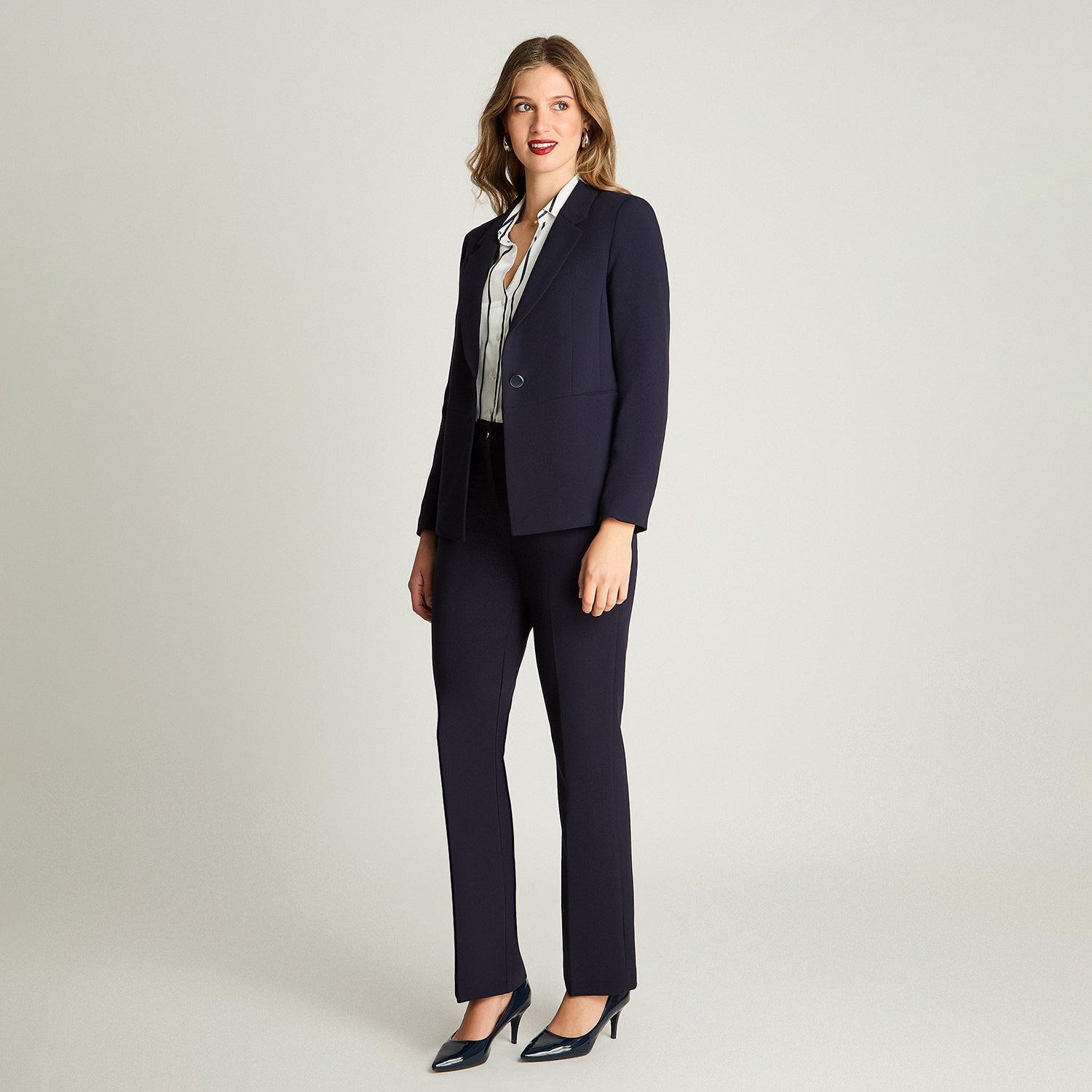 BLAZER MANGA LARGA MUJER LORENZO DI PONTTI AZUL CON UN BOTÓN - 4