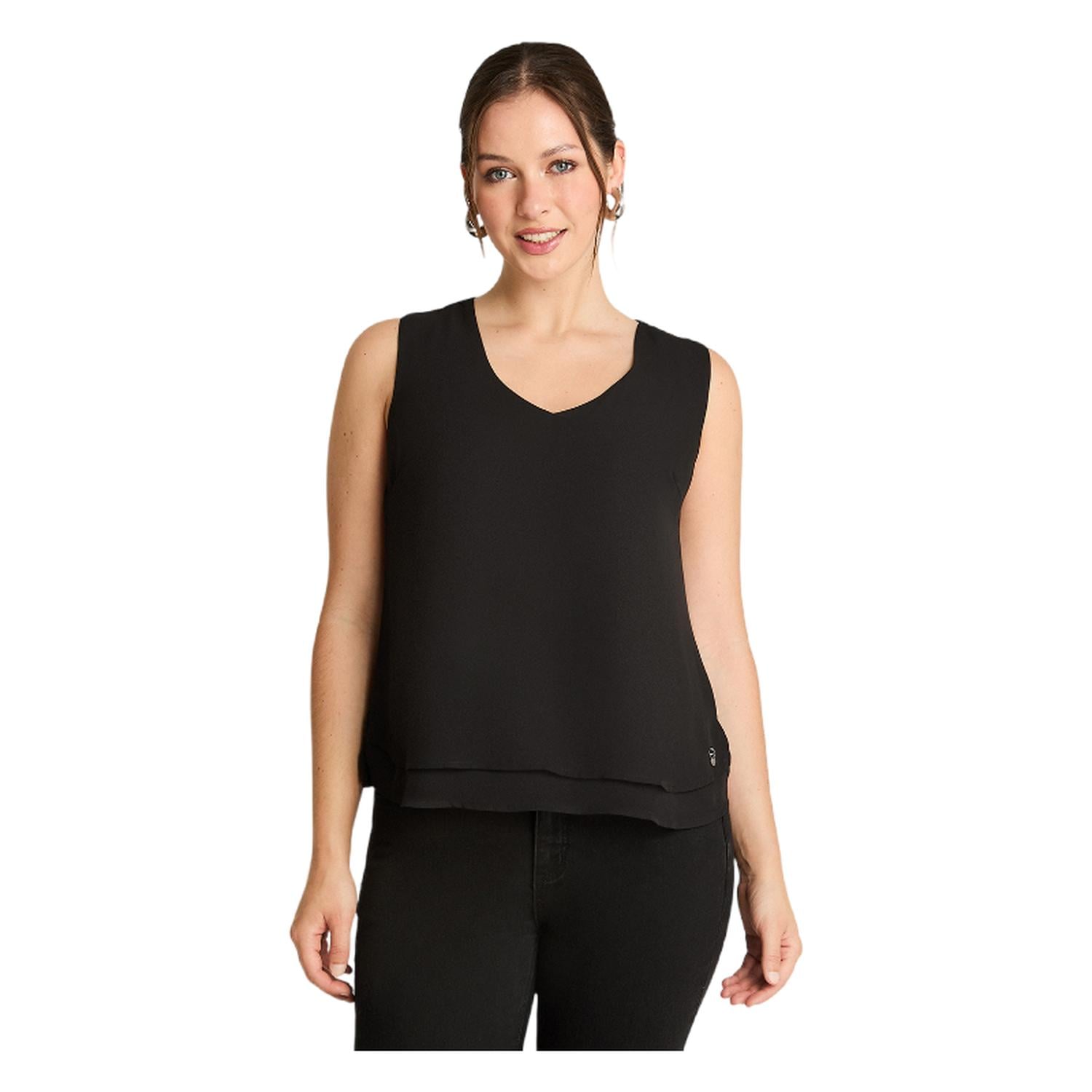 BLUSA SIN MANGAS MUJER LORENZO DI PONTTI NEGRO CON CAPAS - 1