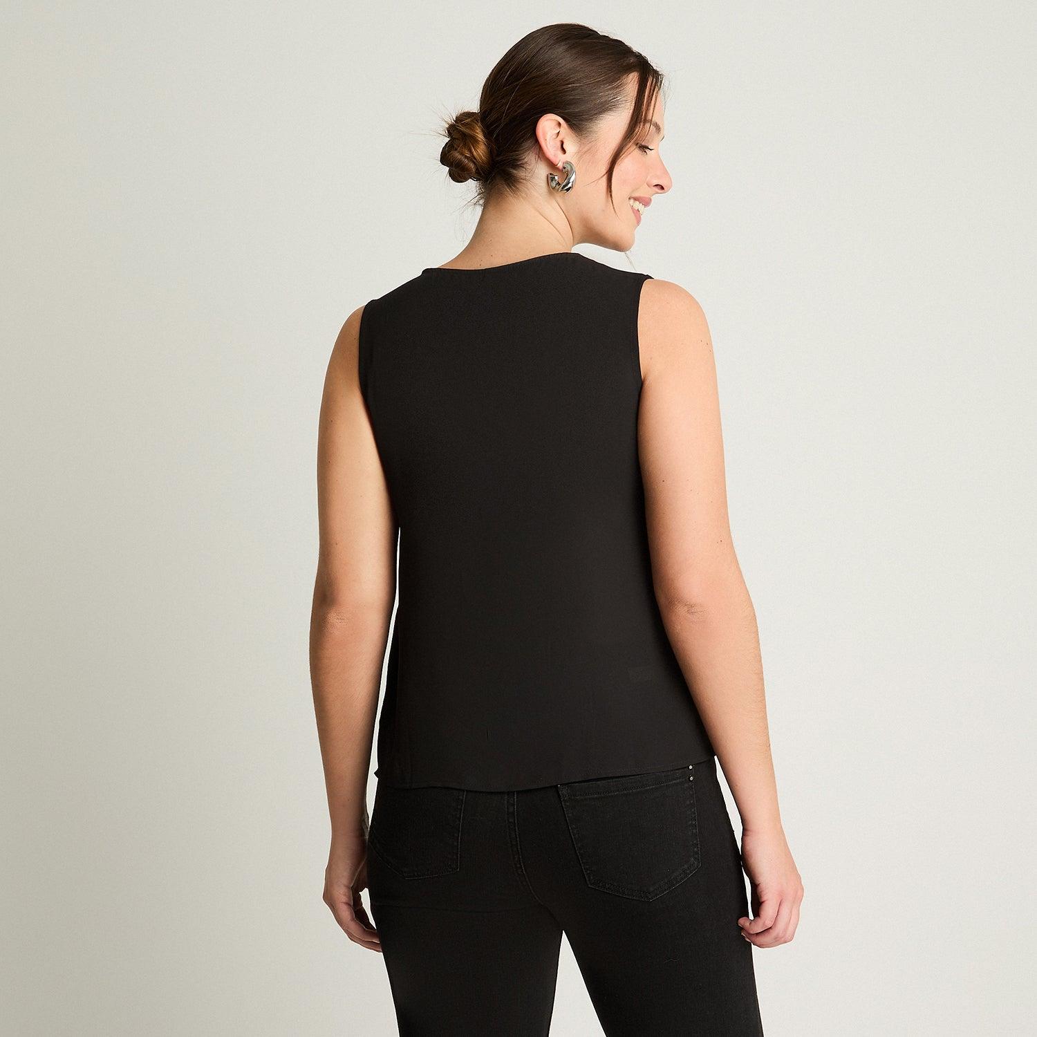 BLUSA SIN MANGAS MUJER LORENZO DI PONTTI NEGRO CON CAPAS - 2