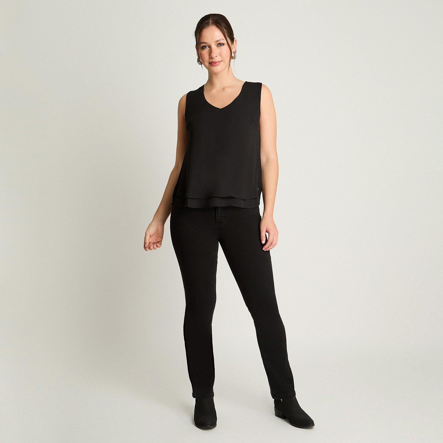 BLUSA SIN MANGAS MUJER LORENZO DI PONTTI NEGRO CON CAPAS - 4