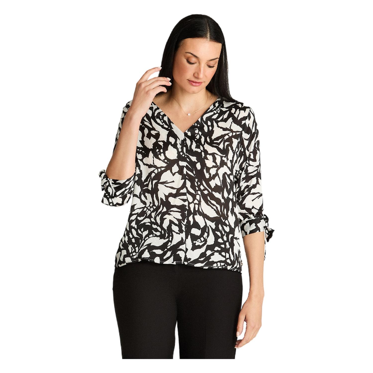 BLUSA MANGA 3/4 MUJER LORENZO DI PONTTI CRUDO ESCOTE V CON AMARRA - 1