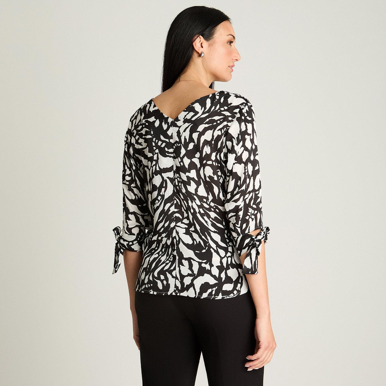 BLUSA MANGA 3/4 MUJER LORENZO DI PONTTI CRUDO ESCOTE V CON AMARRA - 2