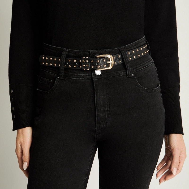 CINTURÓN LORENZO DI PONTTI NEGRO CON STRASS - 1