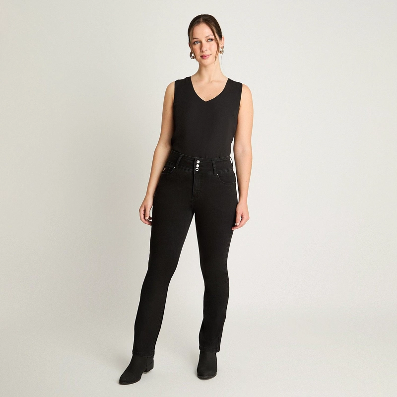 JEAN ALGODÓN MUJER LORENZO DI PONTTI NEGRO STRAIGHT - 4