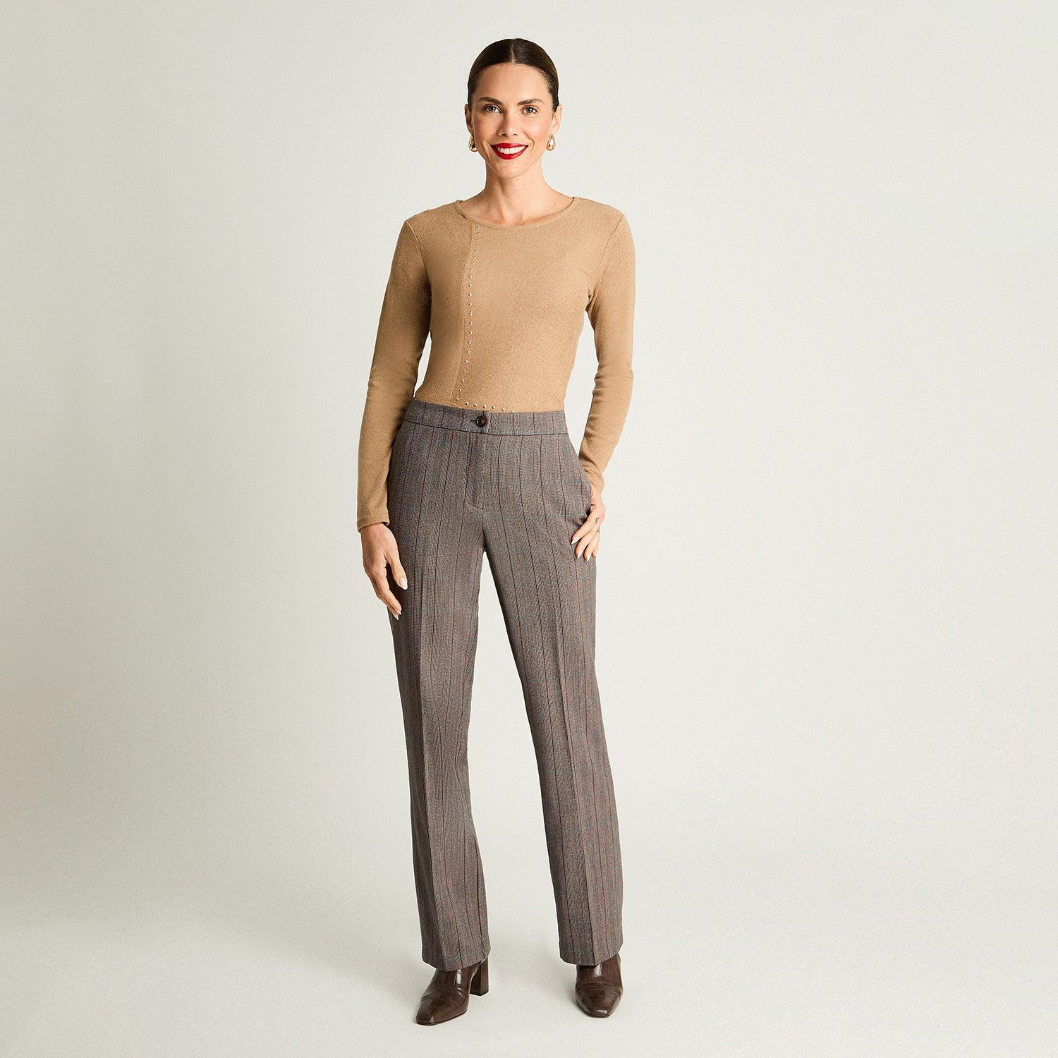 PANTALÓN MUJER LORENZO DI PONTTI CAMEL RECTO CON UN BOTÓN - 4