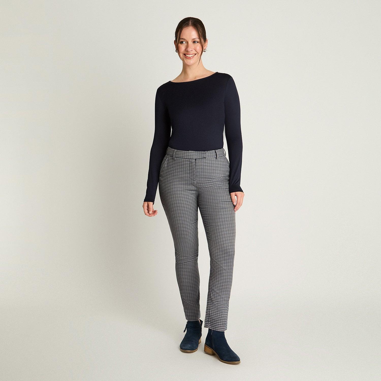PANTALÓN MUJER CURVI AZUL SLIM PRINT - 4