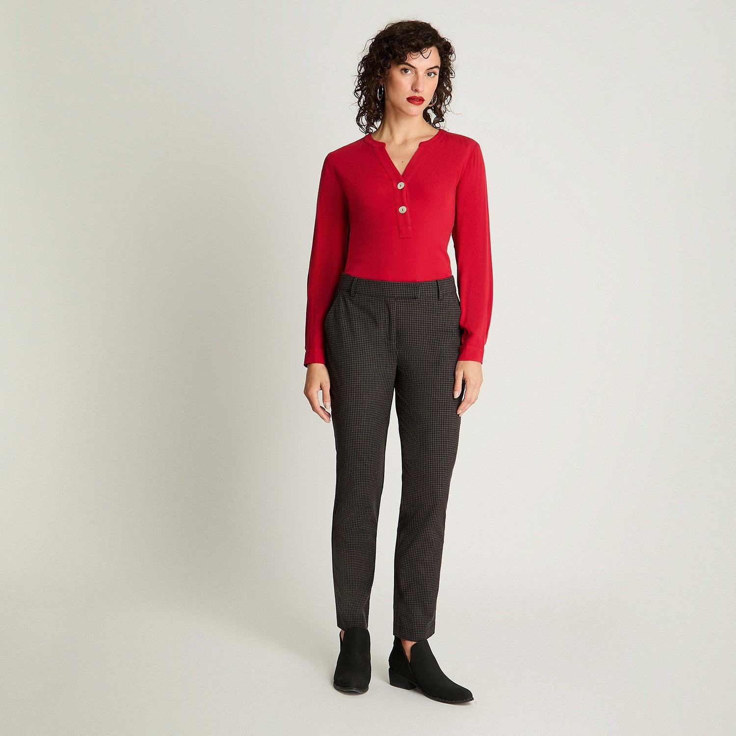 PANTALÓN MUJER CURVI NEGRO SLIM PRINT - 4