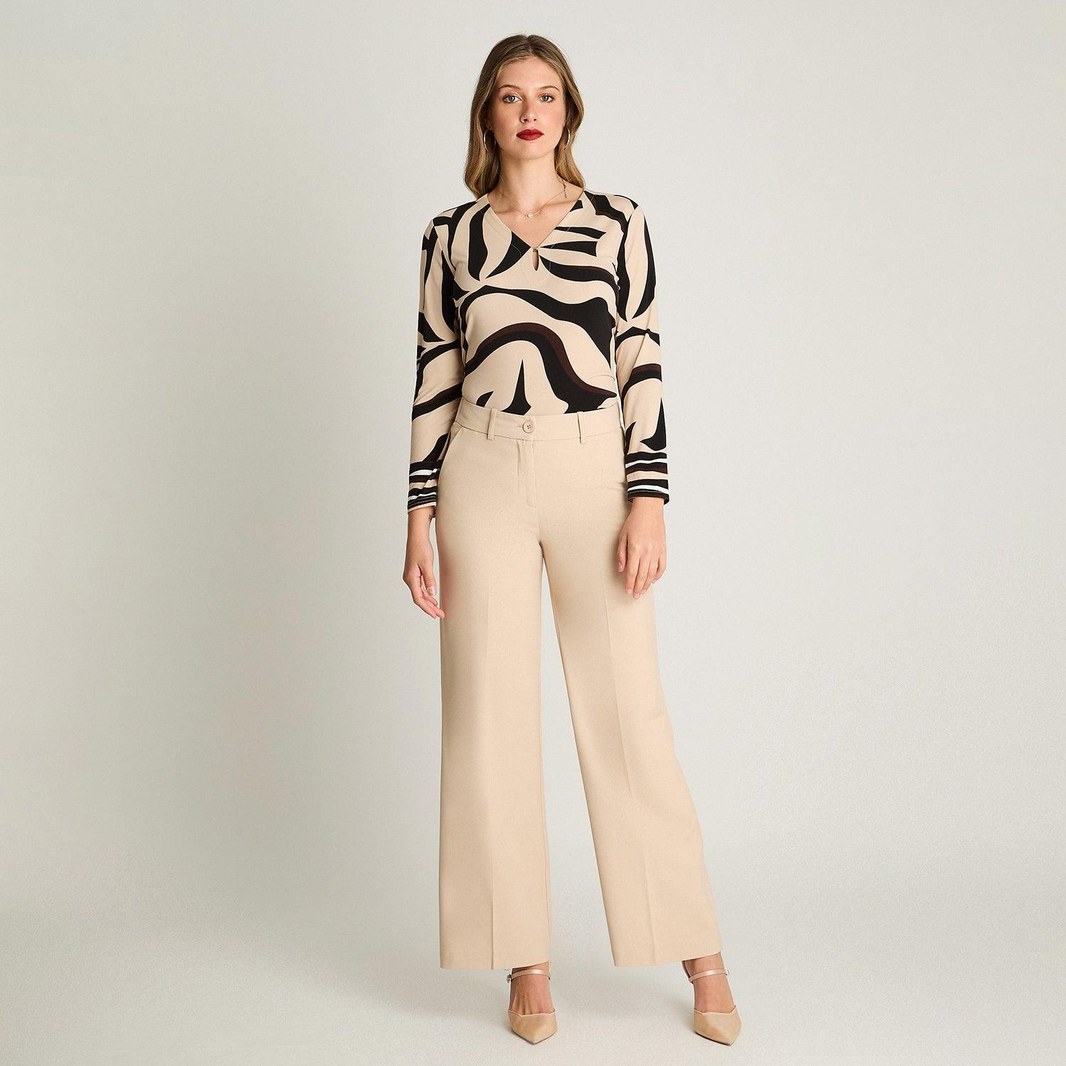 PANTALÓN MUJER LORENZO DI PONTTI ARENA SASTRERO PRETINA ELÁSTICADA - 4