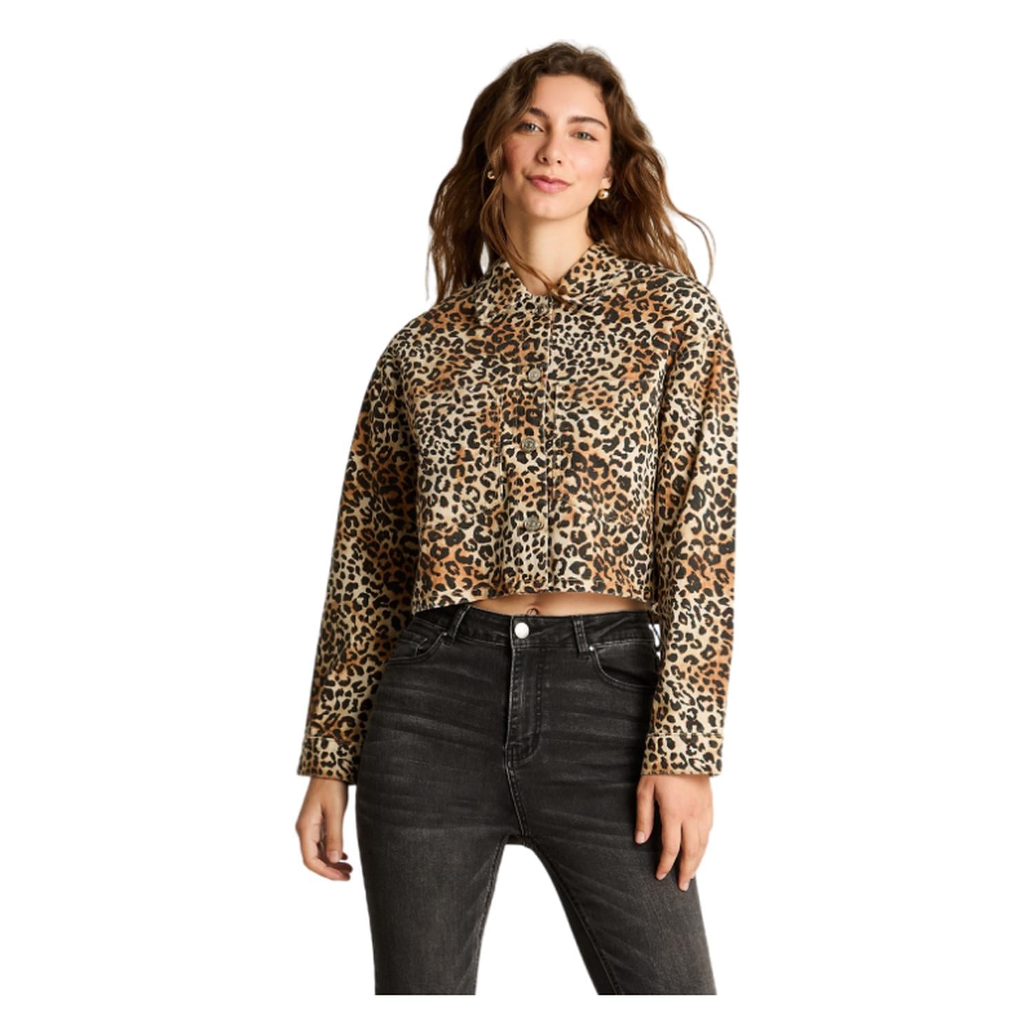 CHAQUETA MANGA LARGA ALGODÓN MUJER ACUARELA CAFÉ DENIM ESTAMPADO - 1