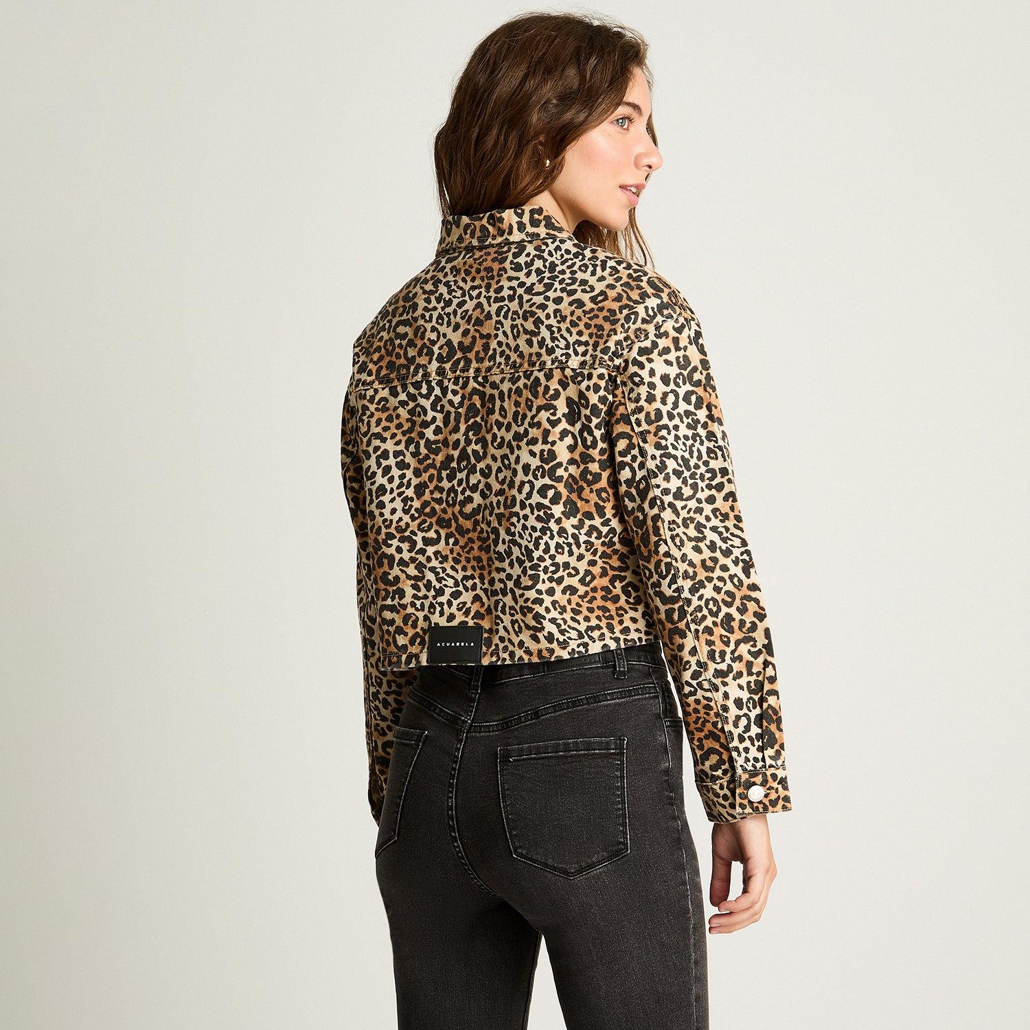 CHAQUETA MANGA LARGA ALGODÓN MUJER ACUARELA CAFÉ DENIM ESTAMPADO - 2