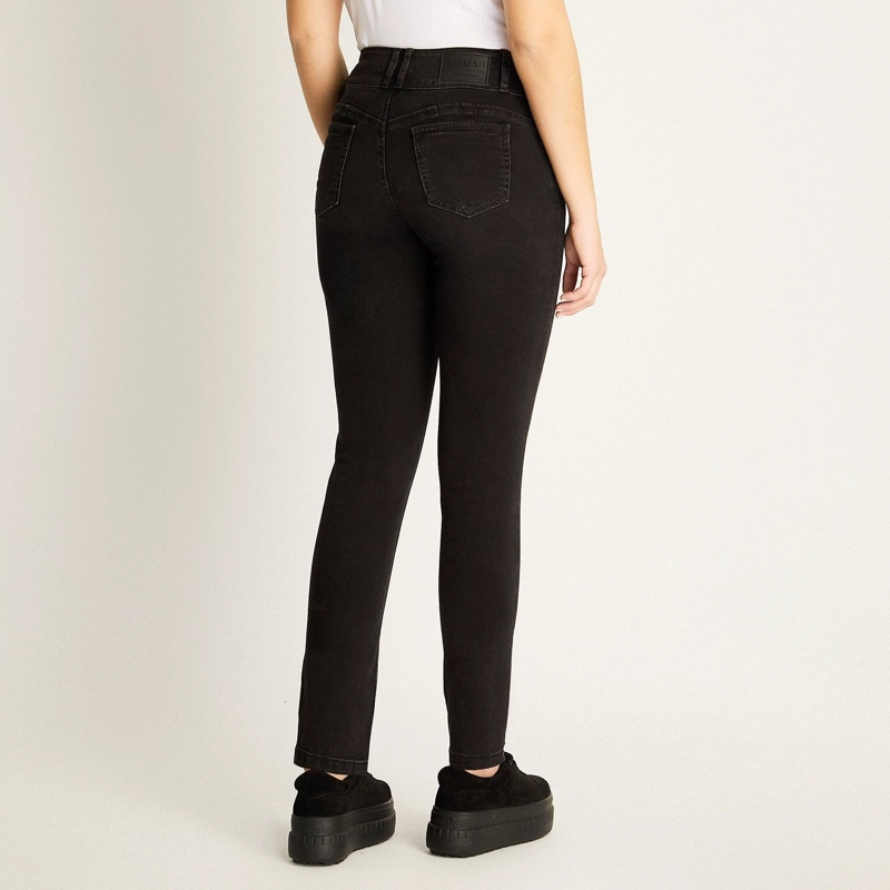 JEAN ALGODÓN MUJER WEEKEND NEGRO SLIM 5 BOLSILLOS PRETINA DOS BOTONES PUSH UP - 2