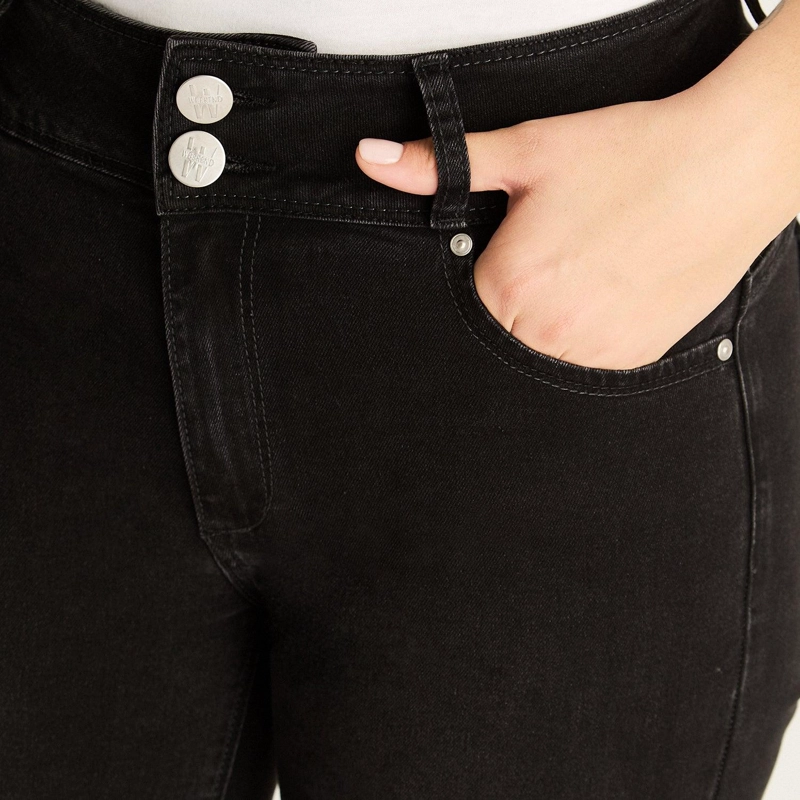 JEAN ALGODÓN MUJER WEEKEND NEGRO SLIM 5 BOLSILLOS PRETINA DOS BOTONES PUSH UP - 3