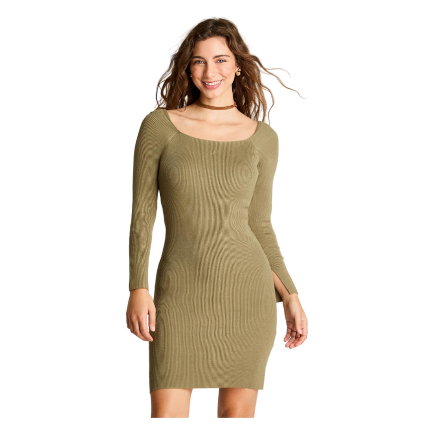 VESTIDO MUJER ACUARELA VERDE LANILLA RIB - 1