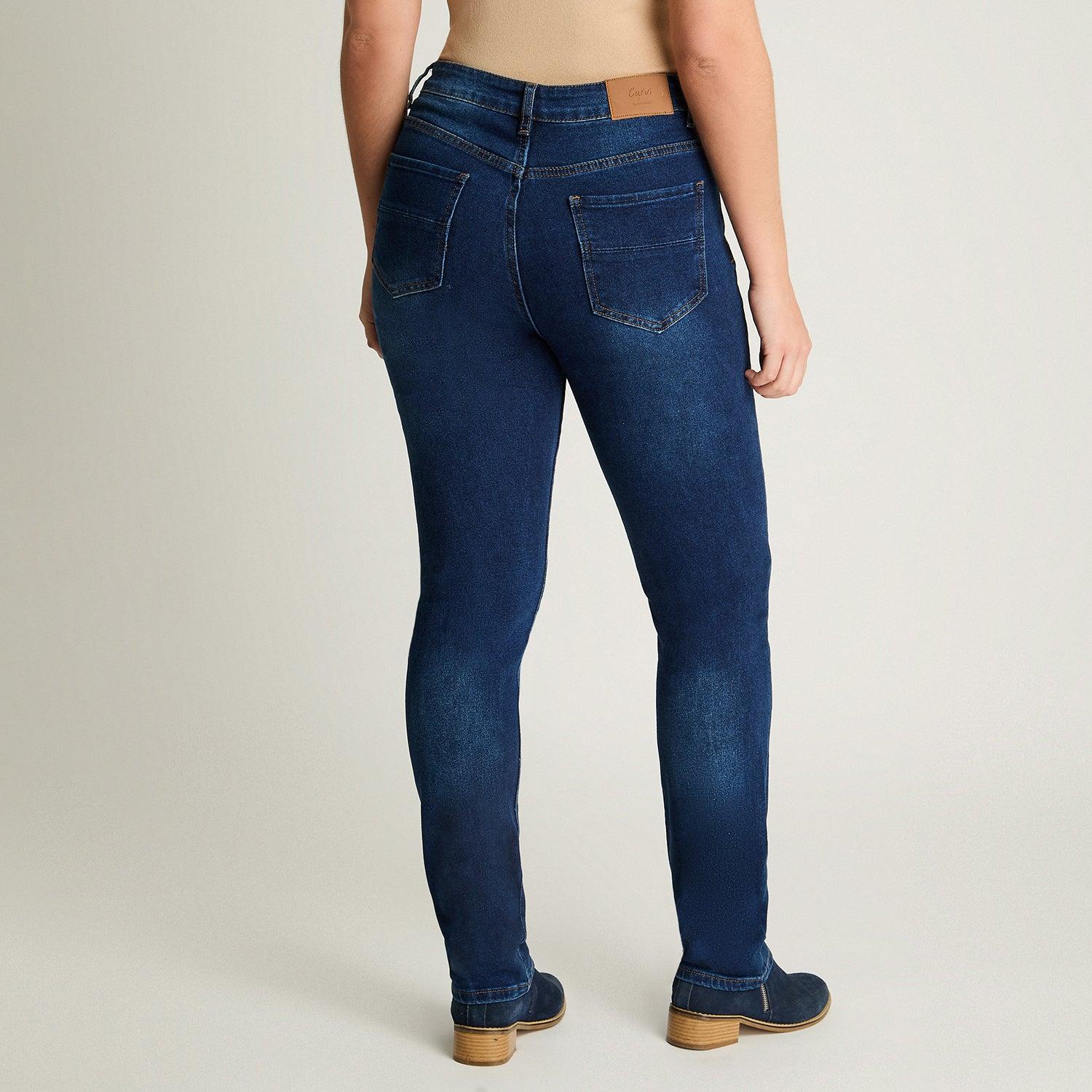 JEAN ALGODÓN MUJER CURVI AZUL RECTO 1 BOTON - 2