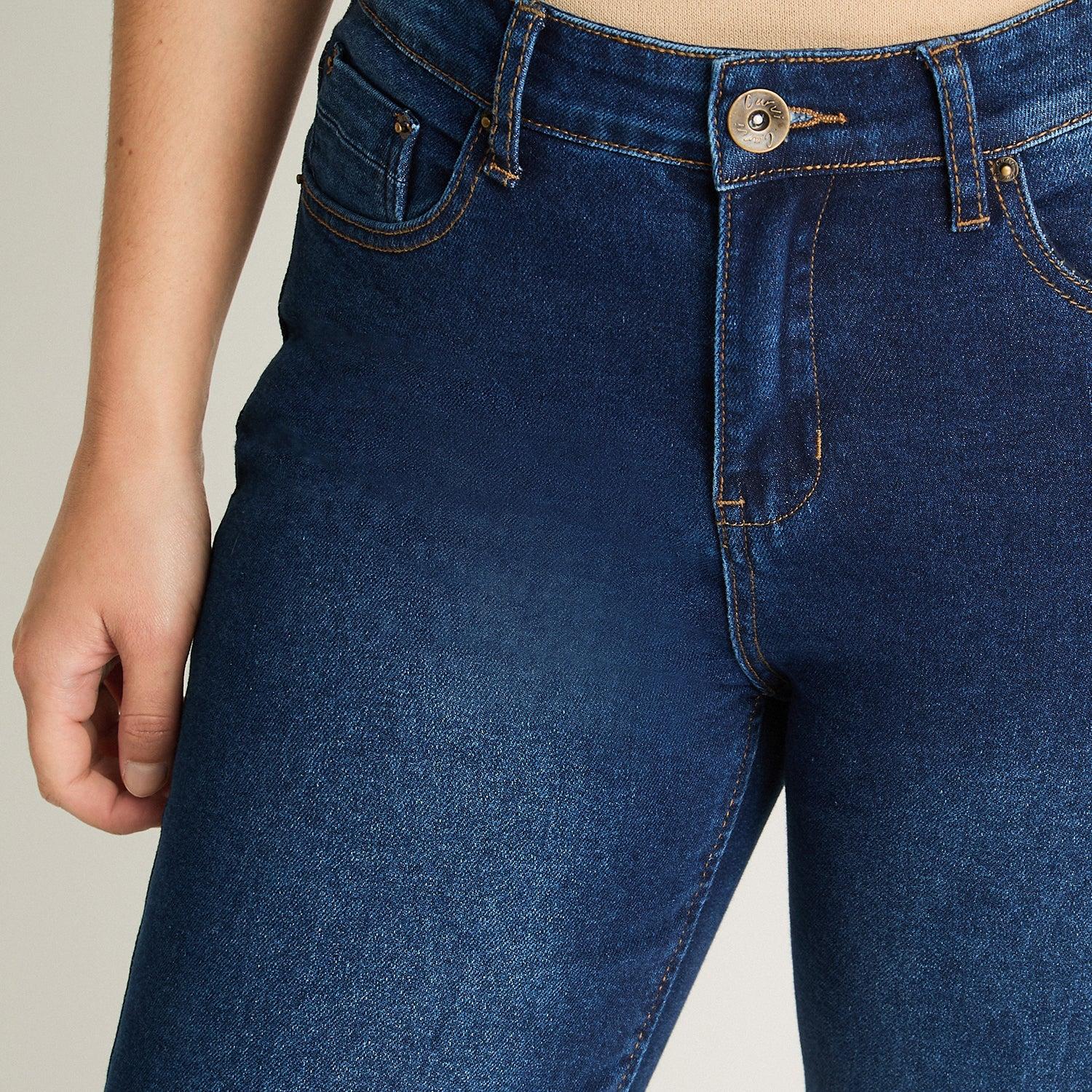 JEAN ALGODÓN MUJER CURVI AZUL RECTO 1 BOTON - 3