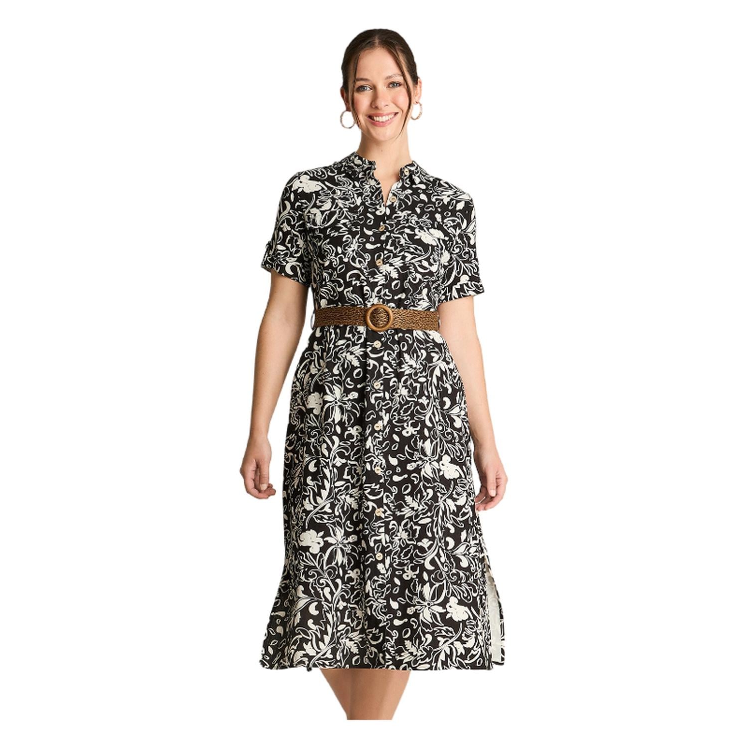 VESTIDO MIDI MUJER CURVI NEGRO ESTAMPADO - 1