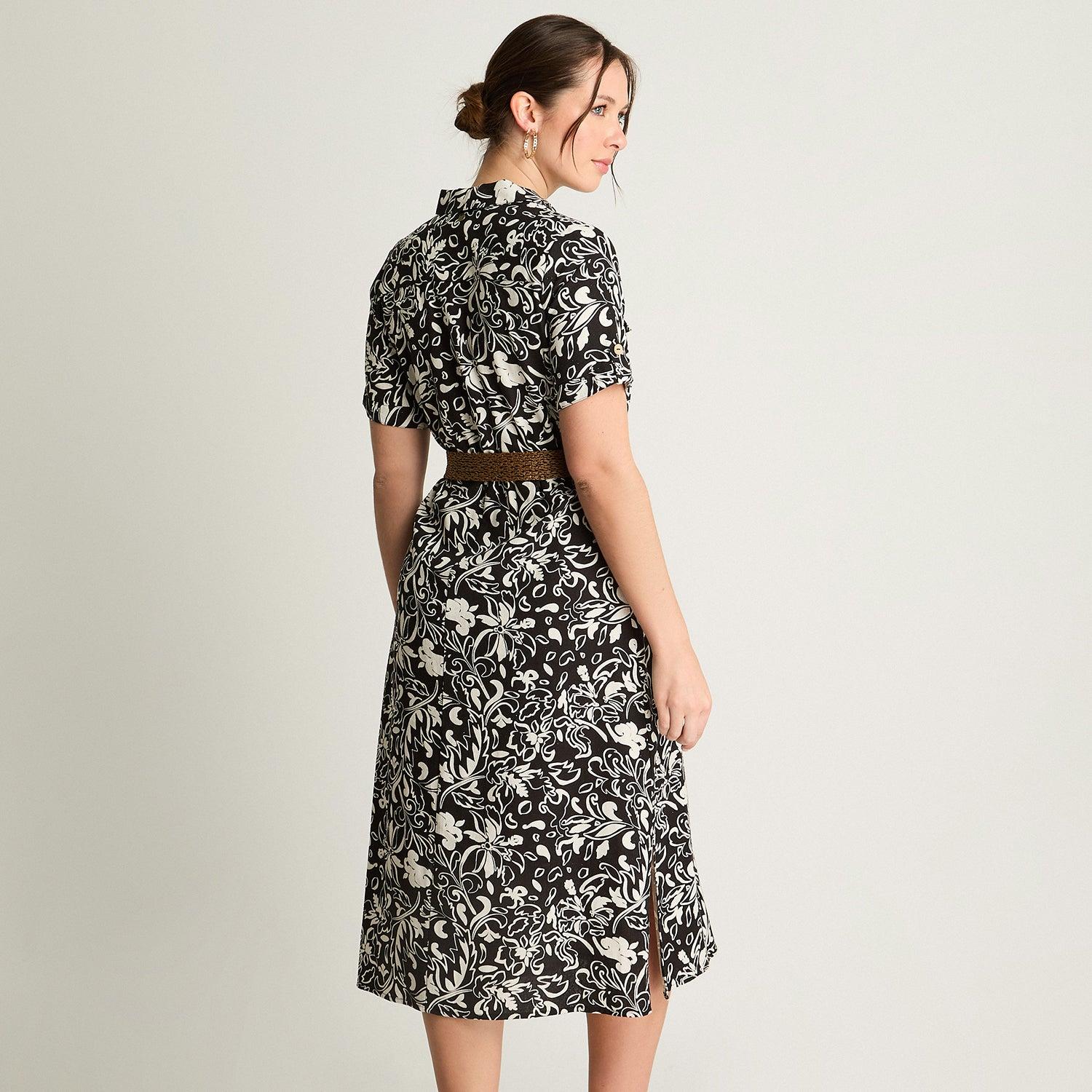VESTIDO MIDI MUJER CURVI NEGRO ESTAMPADO - 2