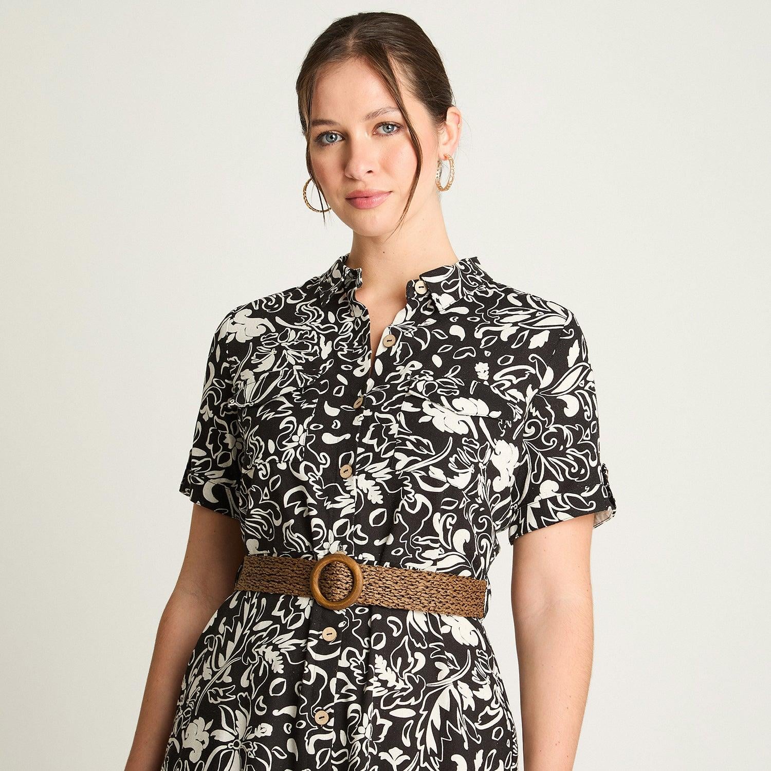 VESTIDO MIDI MUJER CURVI NEGRO ESTAMPADO - 3