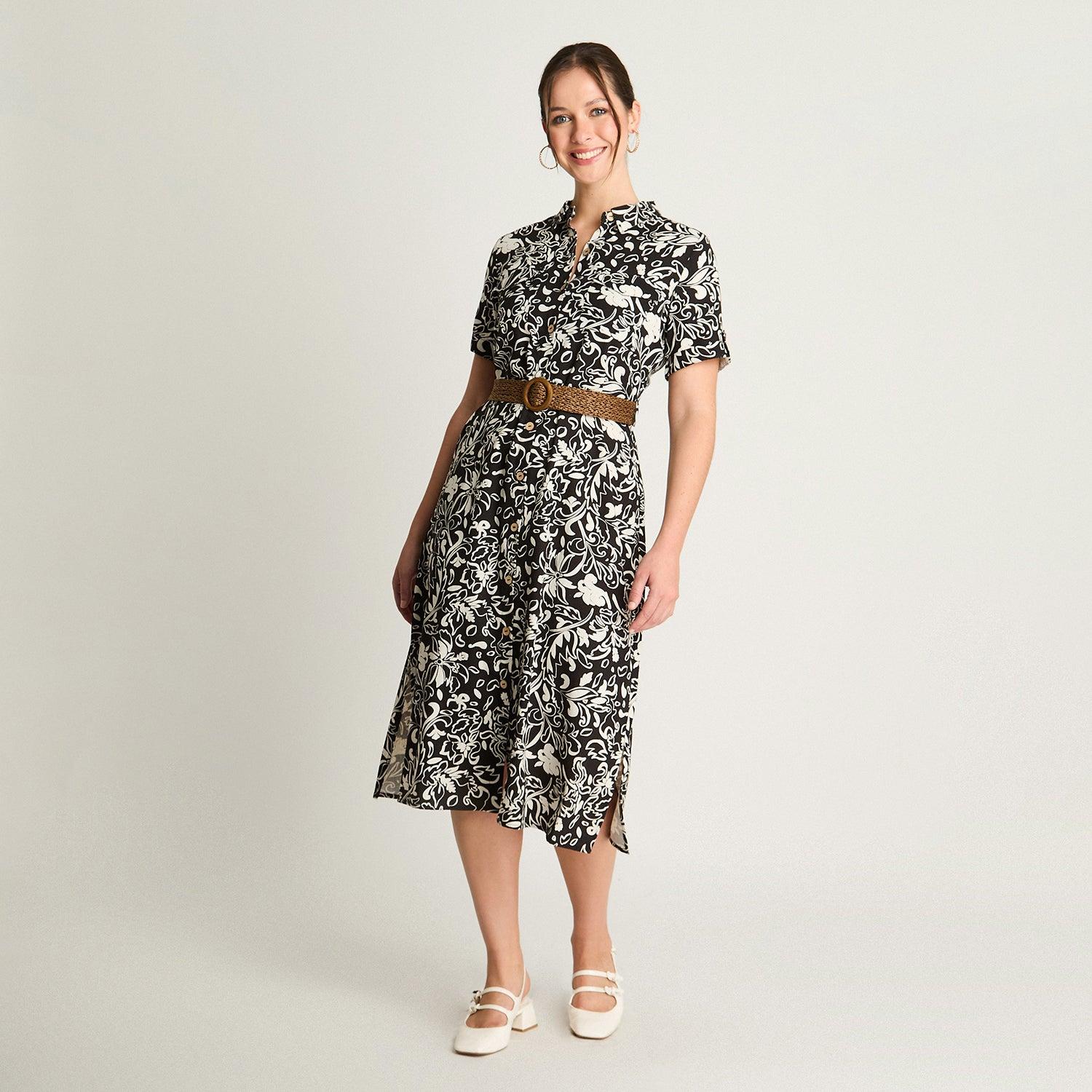 VESTIDO MIDI MUJER CURVI NEGRO ESTAMPADO - 4