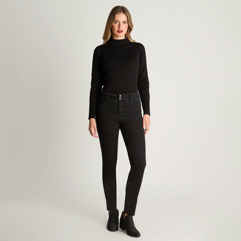 JEAN ALGODÓN MUJER LORENZO DI PONTTI NEGRO SKYNNY PUSH UP CONTROL ABDOMEN - 4
