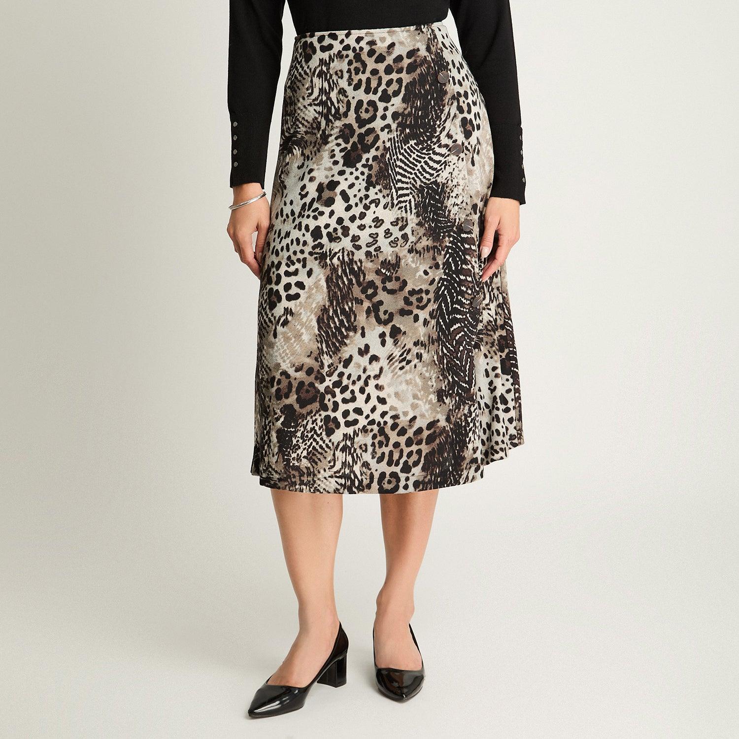 FALDA MUJER LORENZO DI PONTTI NEGRO CAMANT ESTAMPADA - 1
