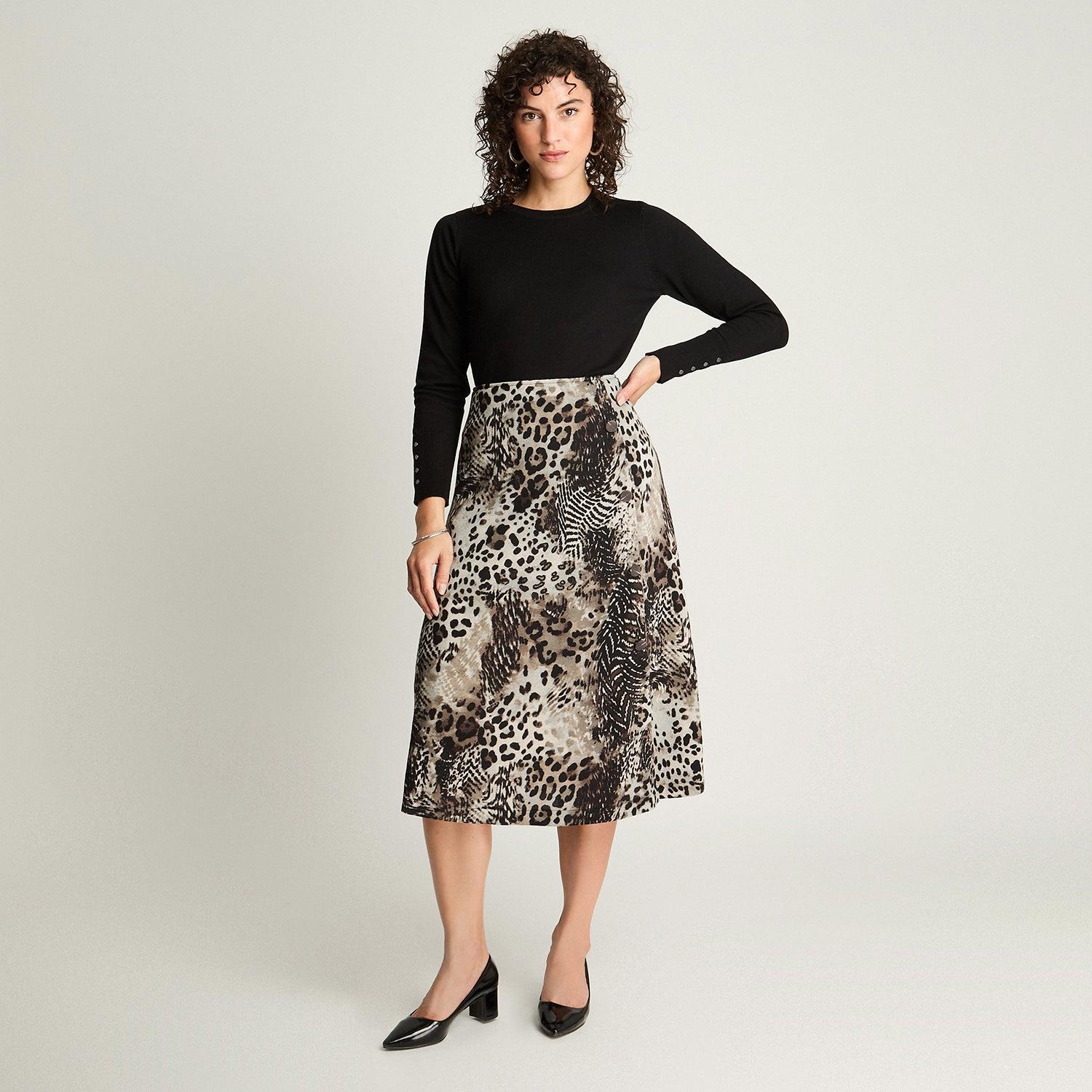 FALDA MUJER LORENZO DI PONTTI NEGRO CAMANT ESTAMPADA - 4
