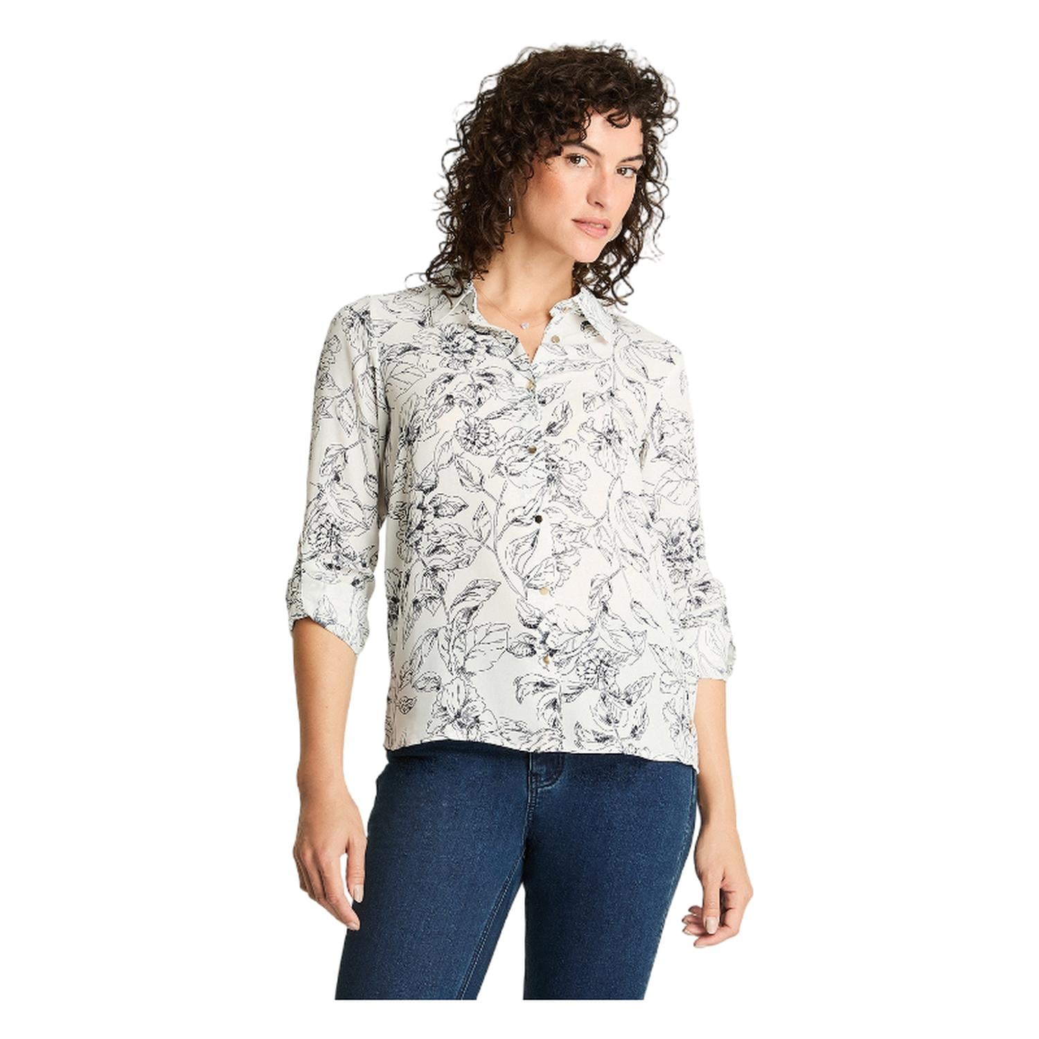 BLUSA CAMISERA MANGA LARGA AZUL - 1