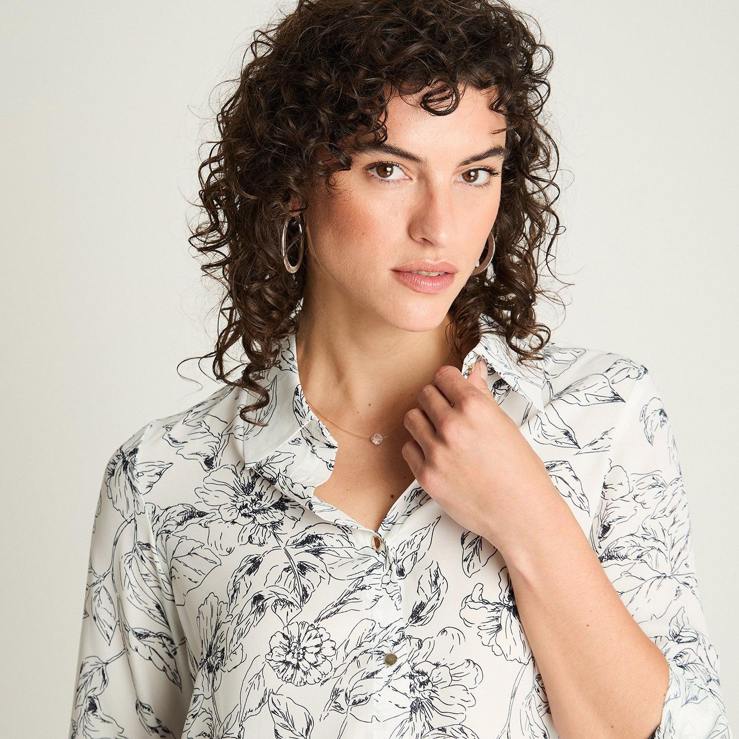 BLUSA CAMISERA MANGA LARGA AZUL - 3