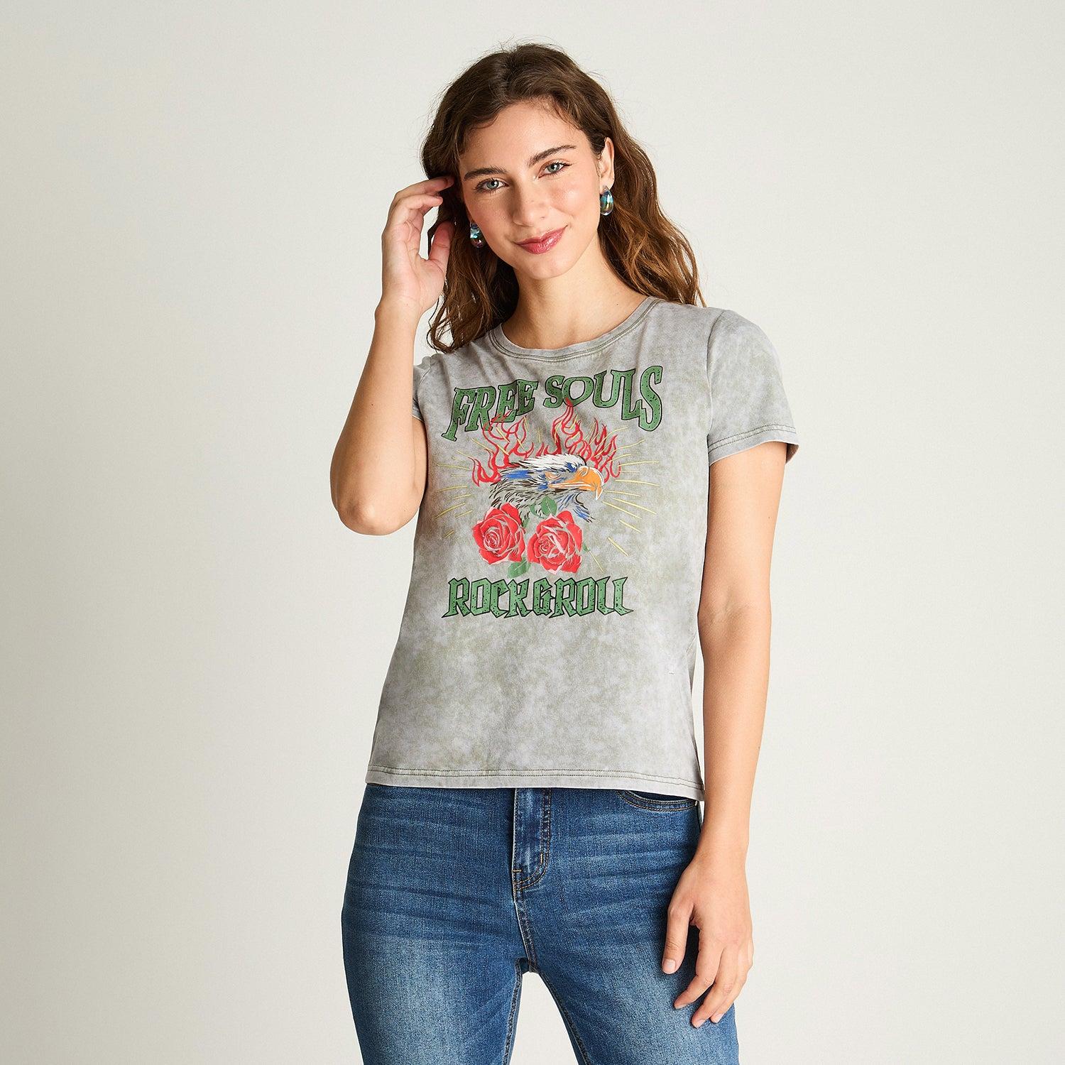 POLERA MANGA CORTA BASICA ACID WASH VERDE MILITAR - 1