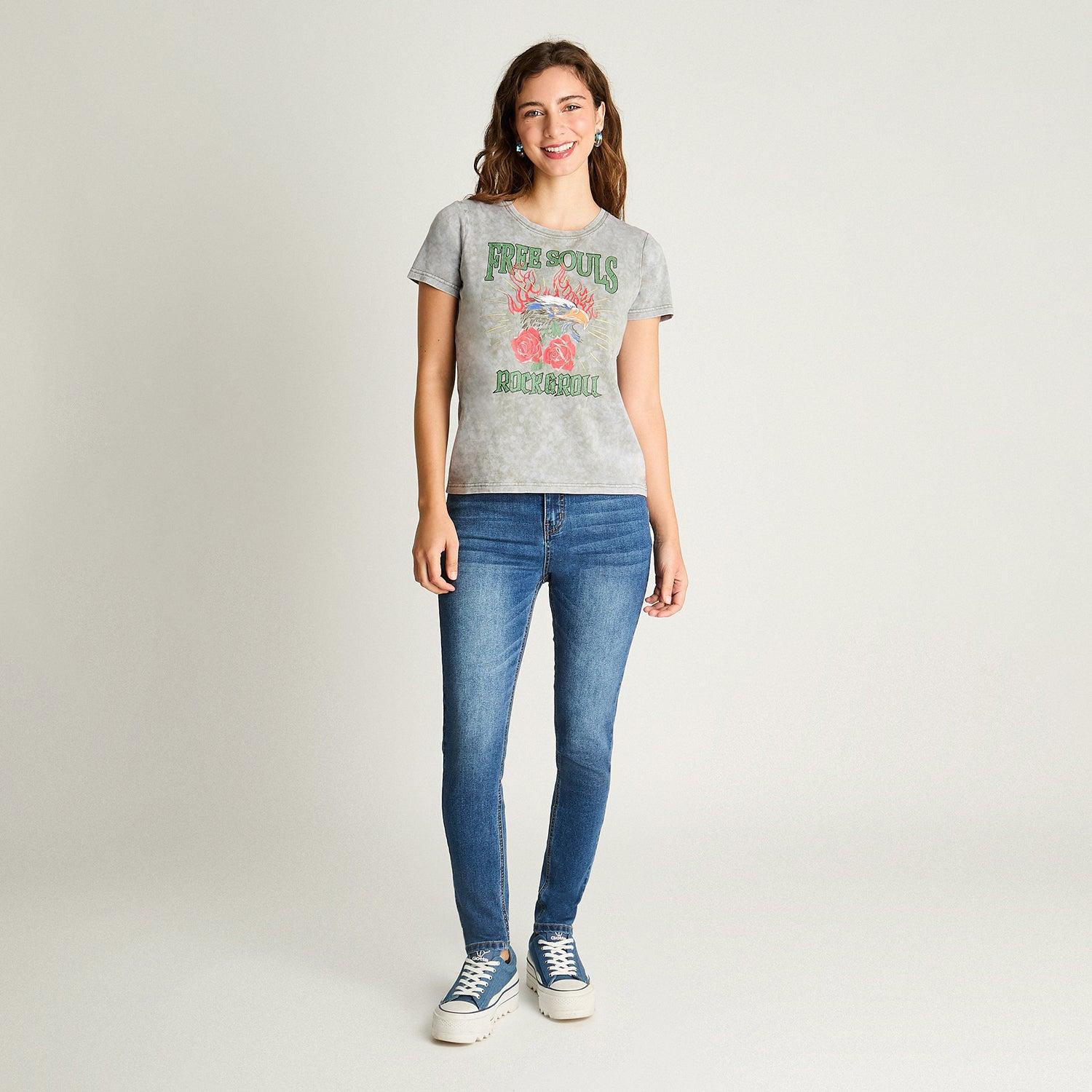 POLERA MANGA CORTA BASICA ACID WASH VERDE MILITAR - 4