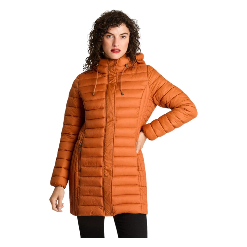 PARKA BASICA TERRACOTA LARGA CON GORRO - 1