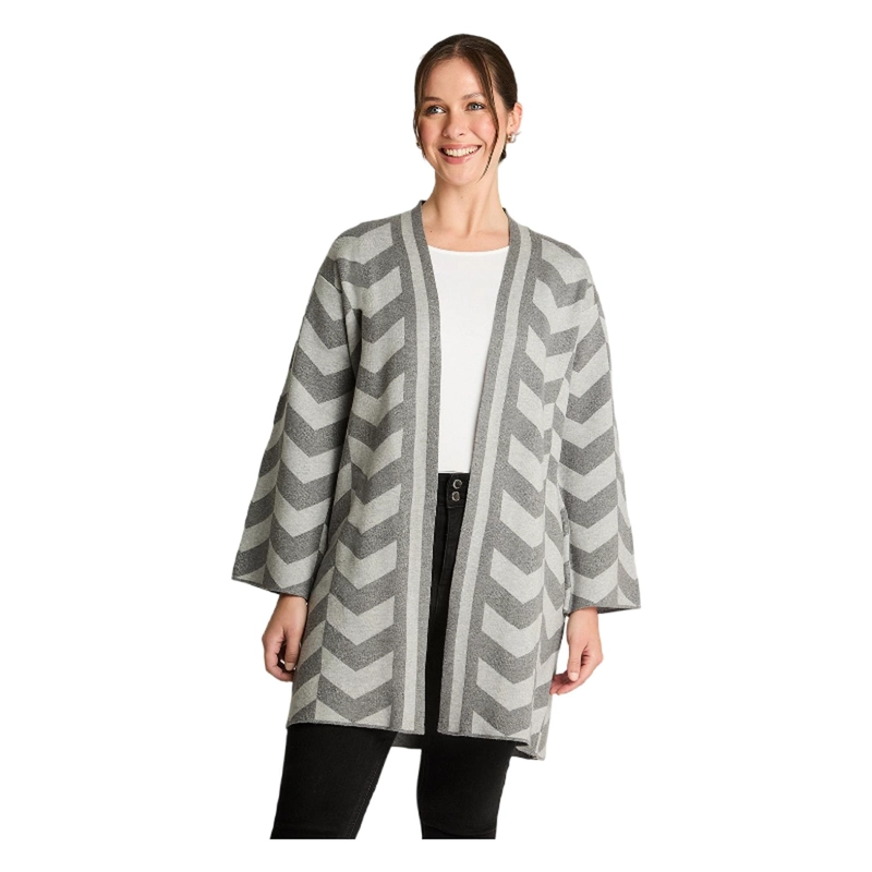 TAPADO JACQUARD GRIS DE RAYAS EN V CON CALCE COMODO - 1