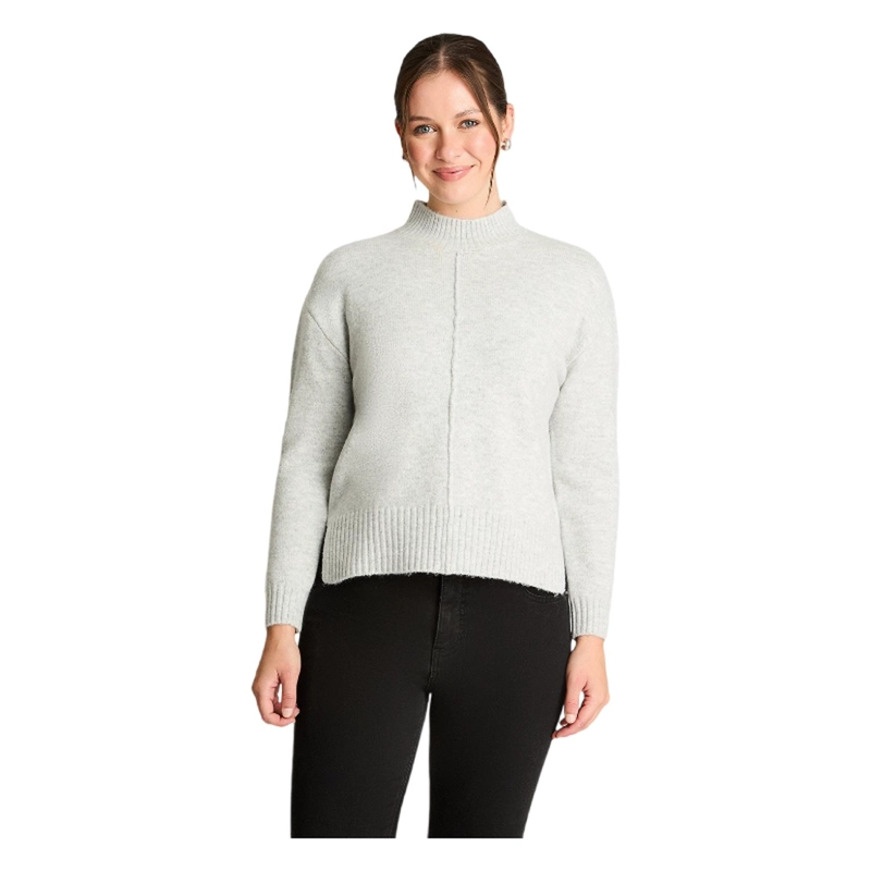 SWEATER CUELLO MOCK MELANGE GRIS - 1