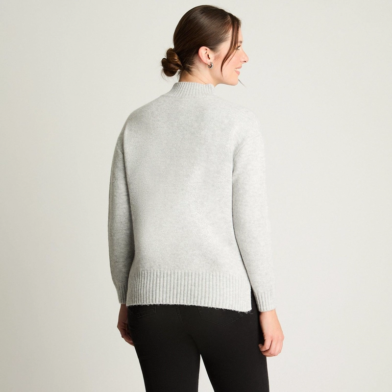 SWEATER CUELLO MOCK MELANGE GRIS - 2