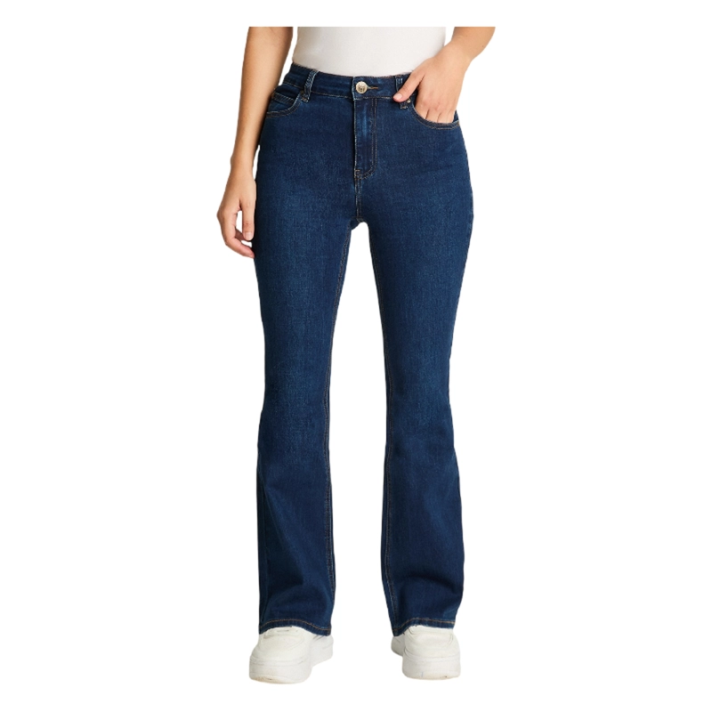 JEANS 5 BOLSILLOS FLARE AZUL MARINO - 1