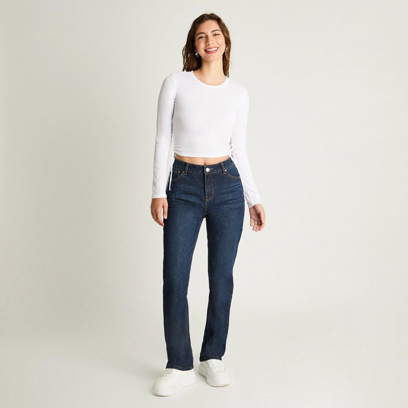 JEANS RIGIDO FIT RECTO BASICO AZUL MARINO - 4