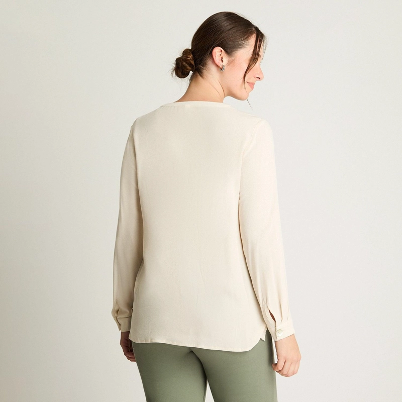BLUSA CUELLO MAO BOTONES BEIGE - 2